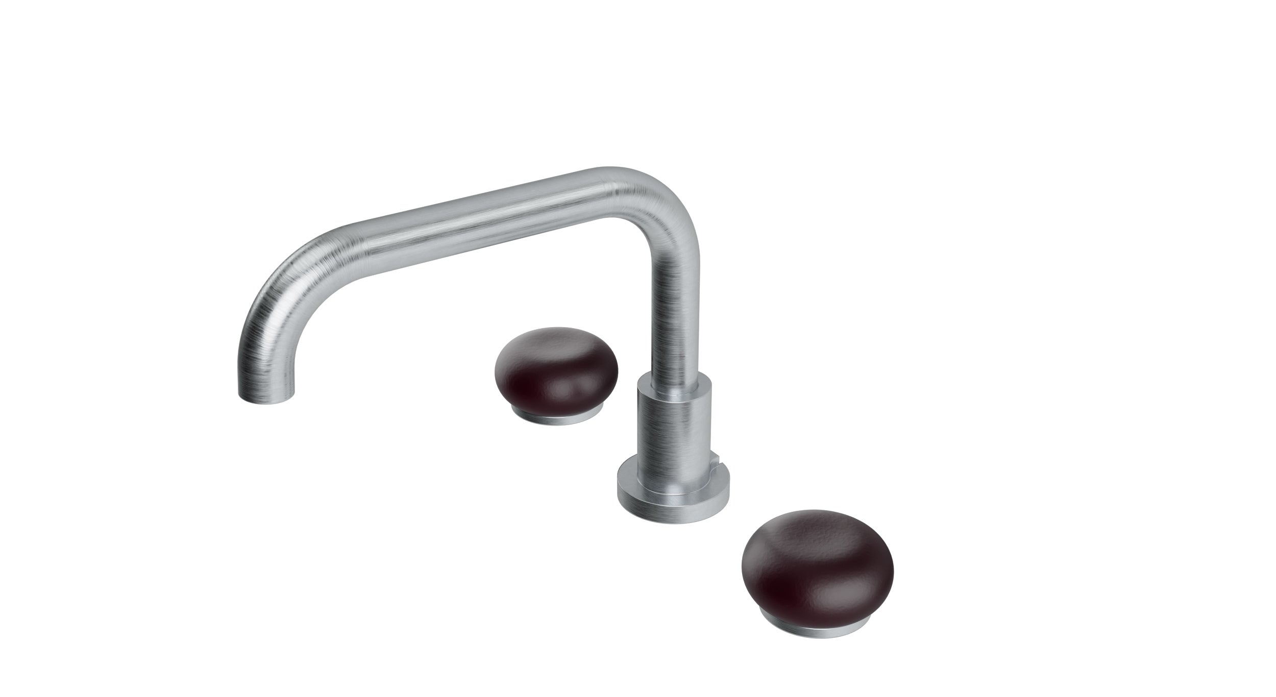 Foundry Two Handle Deck Mount Squaretop Bath Trim with Pebble Ceramic Knob Handles in Satin Chrome