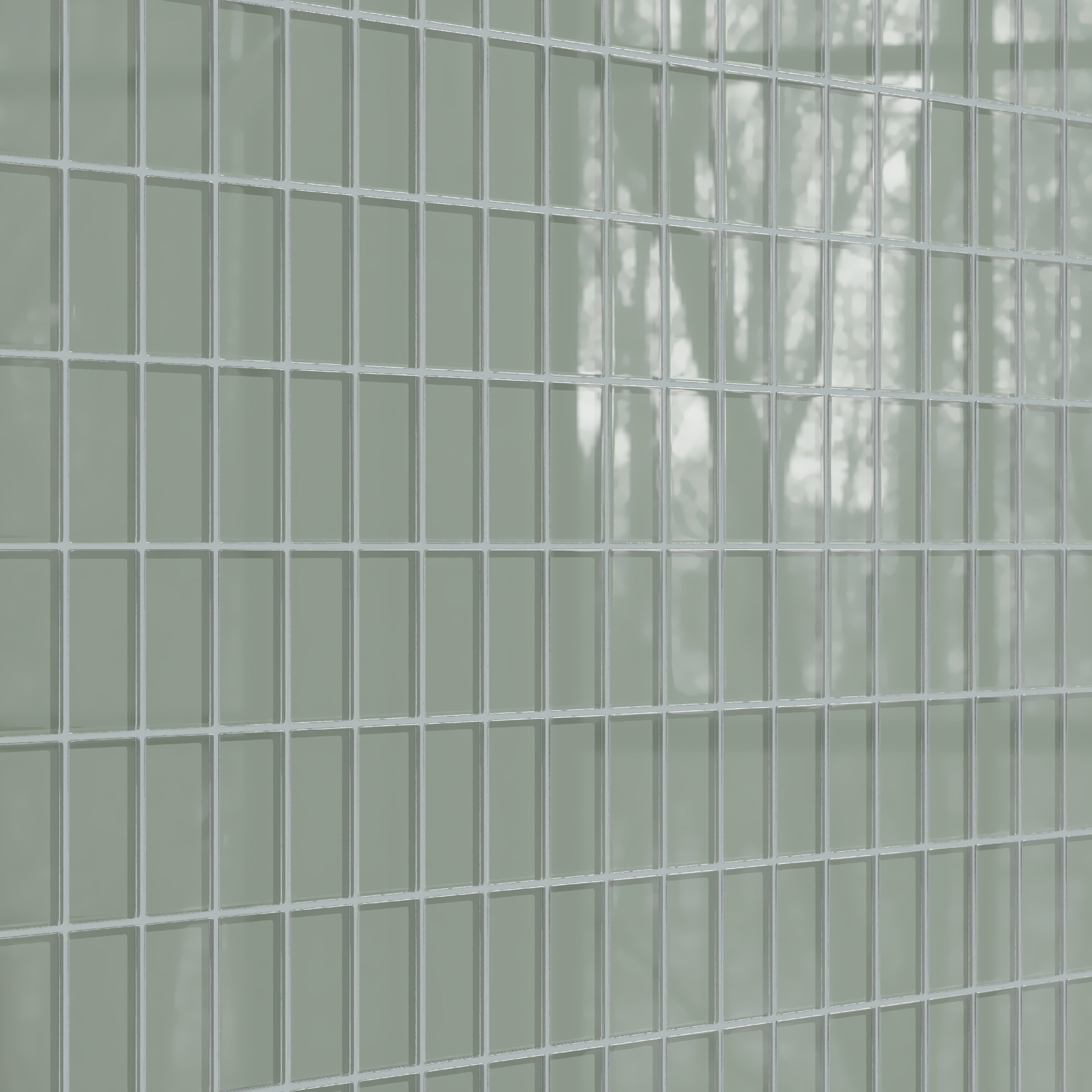 2x4 Straight Set Sheeted Glass Mosaic Tile in Hummingbird Gloss