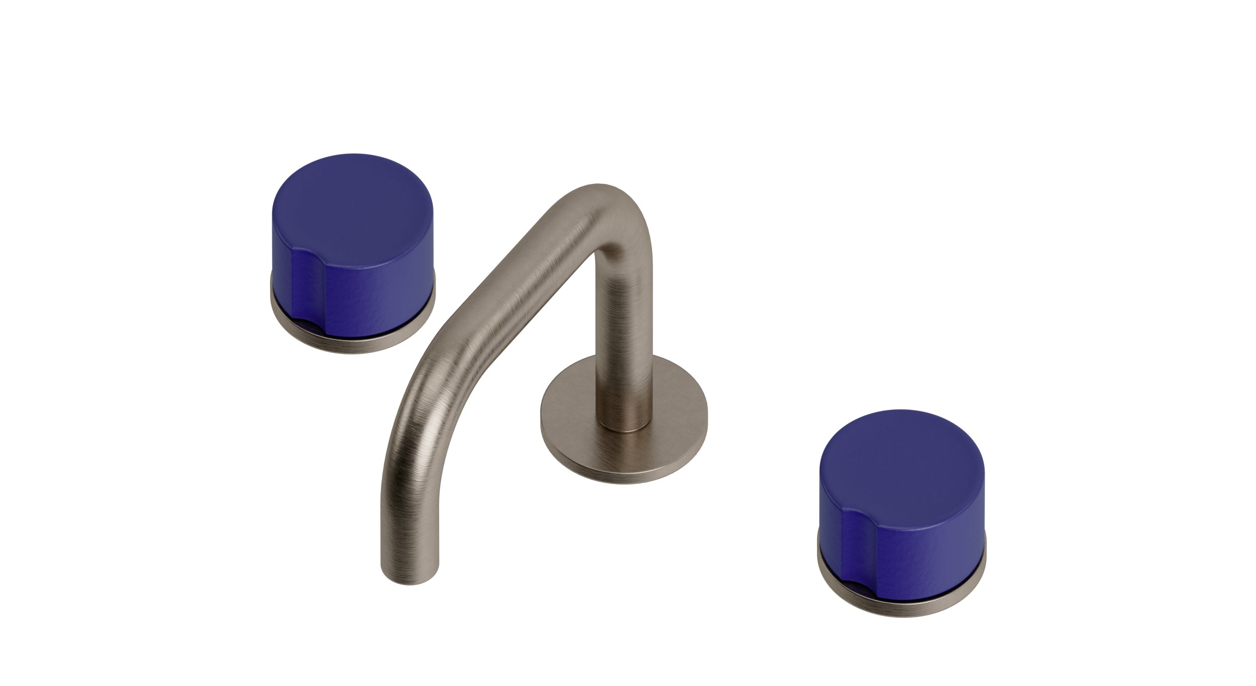 Foundry Two Handle Deck Mount Squaretop Lavatory Faucet with Groove Ceramic Knob Handles in Antique Nickel
