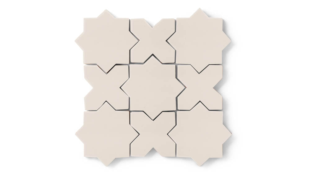 Mini Star & Cross Original Ceramic Tile in Ivory Gloss