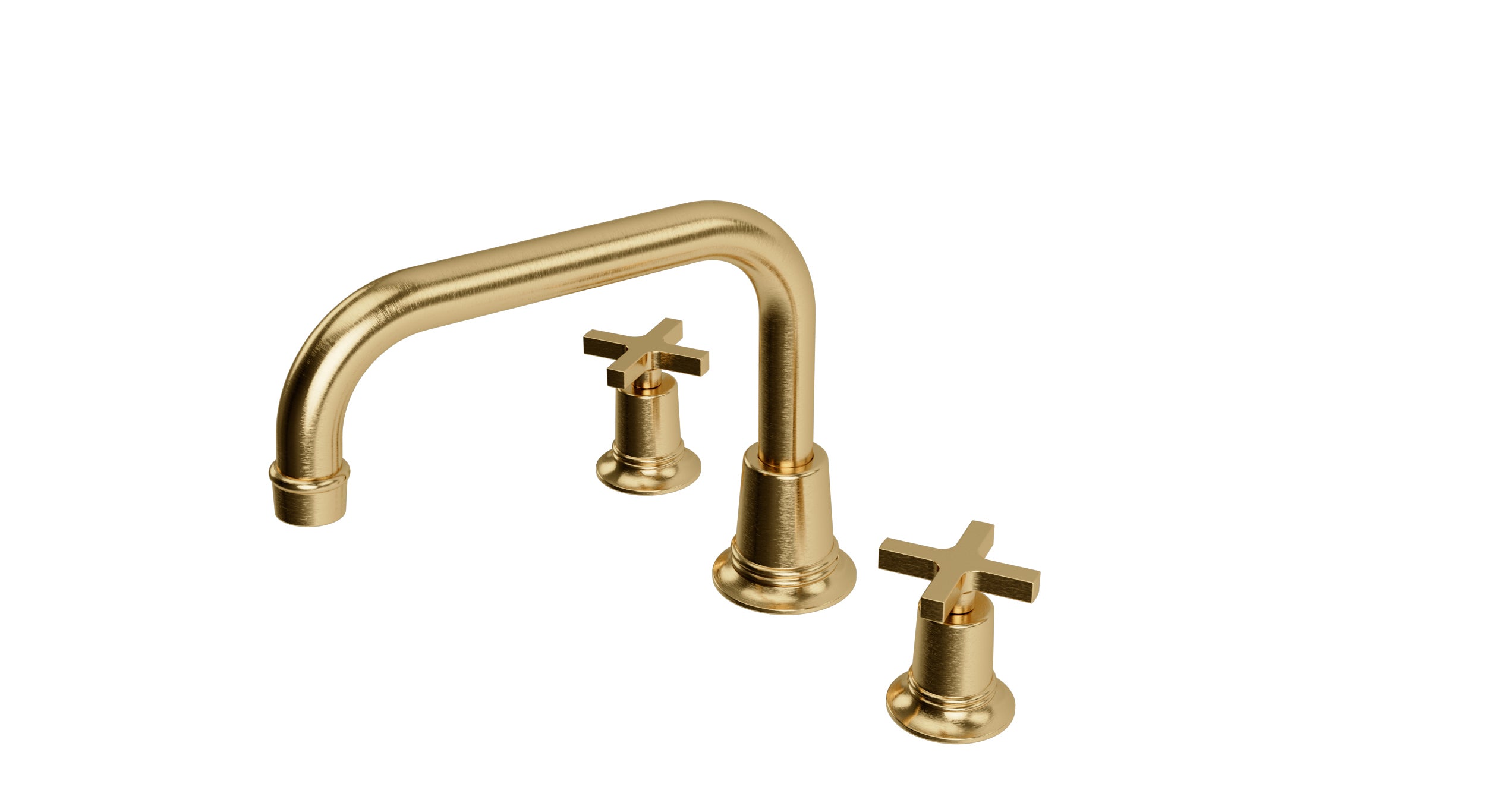 Emerson Two Handle Deck Mount Squaretop Bath Trim with Classic Cross Handles in Satin Brass
