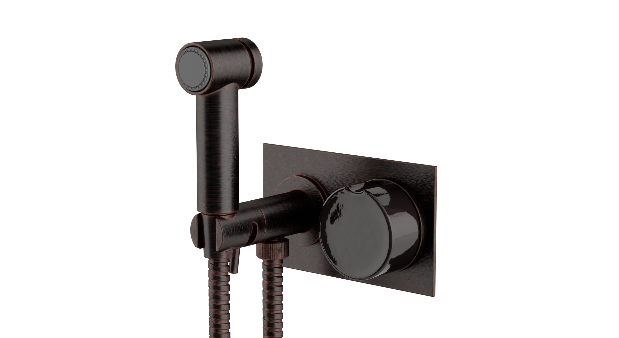 Foundry One Handle Wall Mount Bidet Trim with Groove Ceramic Knob Handle in Antique Bronze