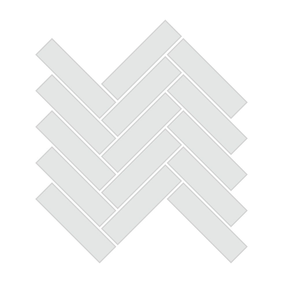 1x4 Herringbone Sheeted Glass Mosaic Tile in Egret Matte