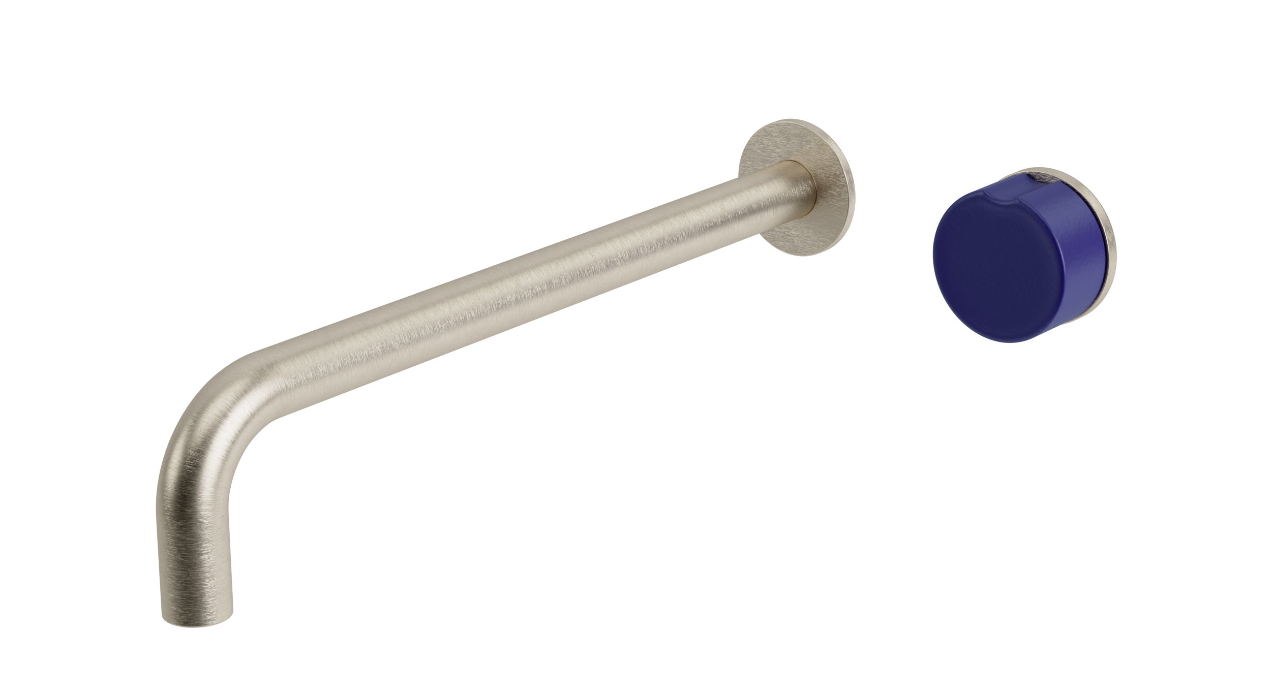 Foundry One Handle Wall Mount 12" Lavatory Faucet with Groove Ceramic Knob Handle in Satin Nickel