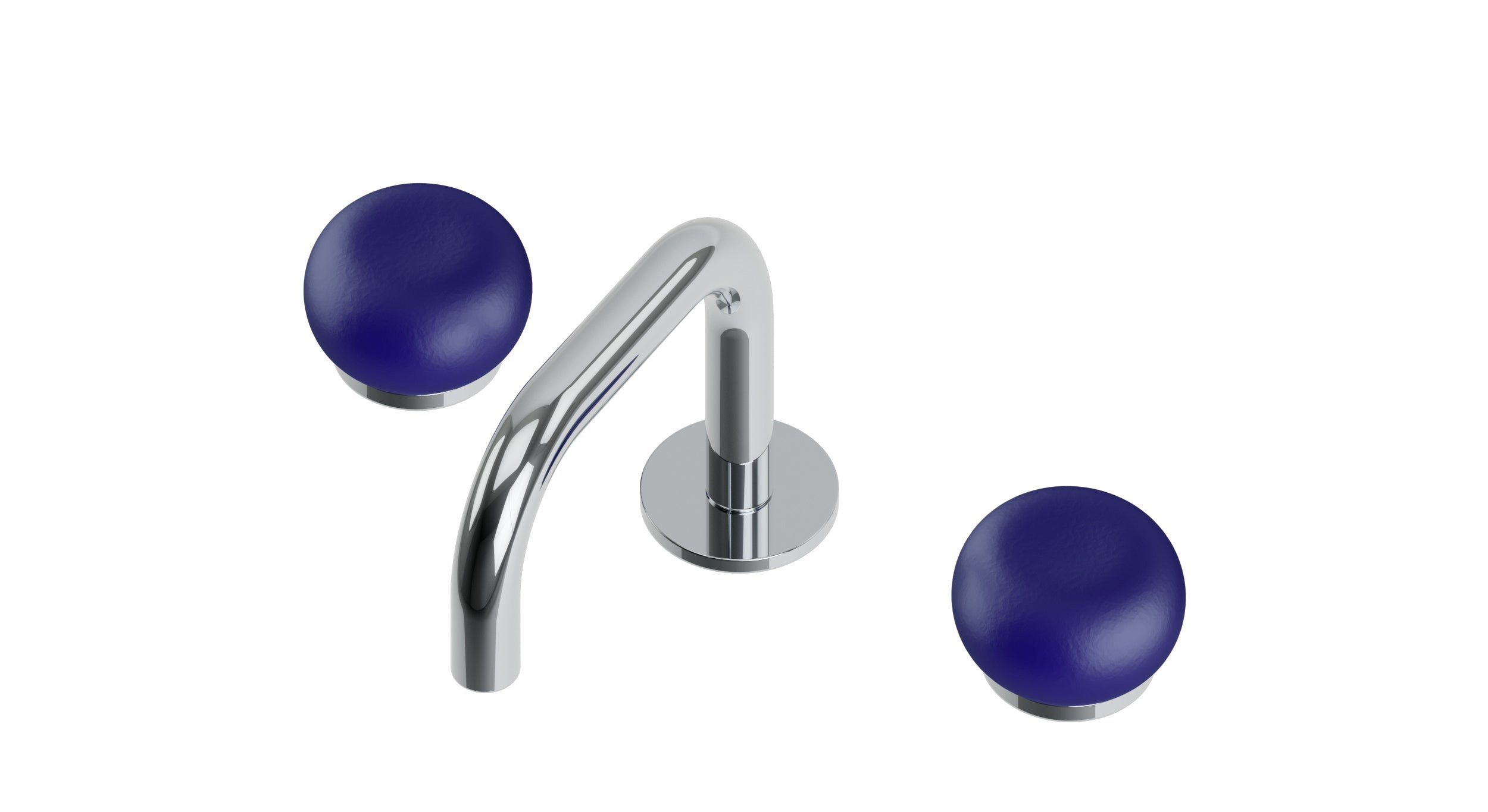 Foundry Two Handle Deck Mount Squaretop Lavatory Faucet with Pebble Ceramic Knob Handles