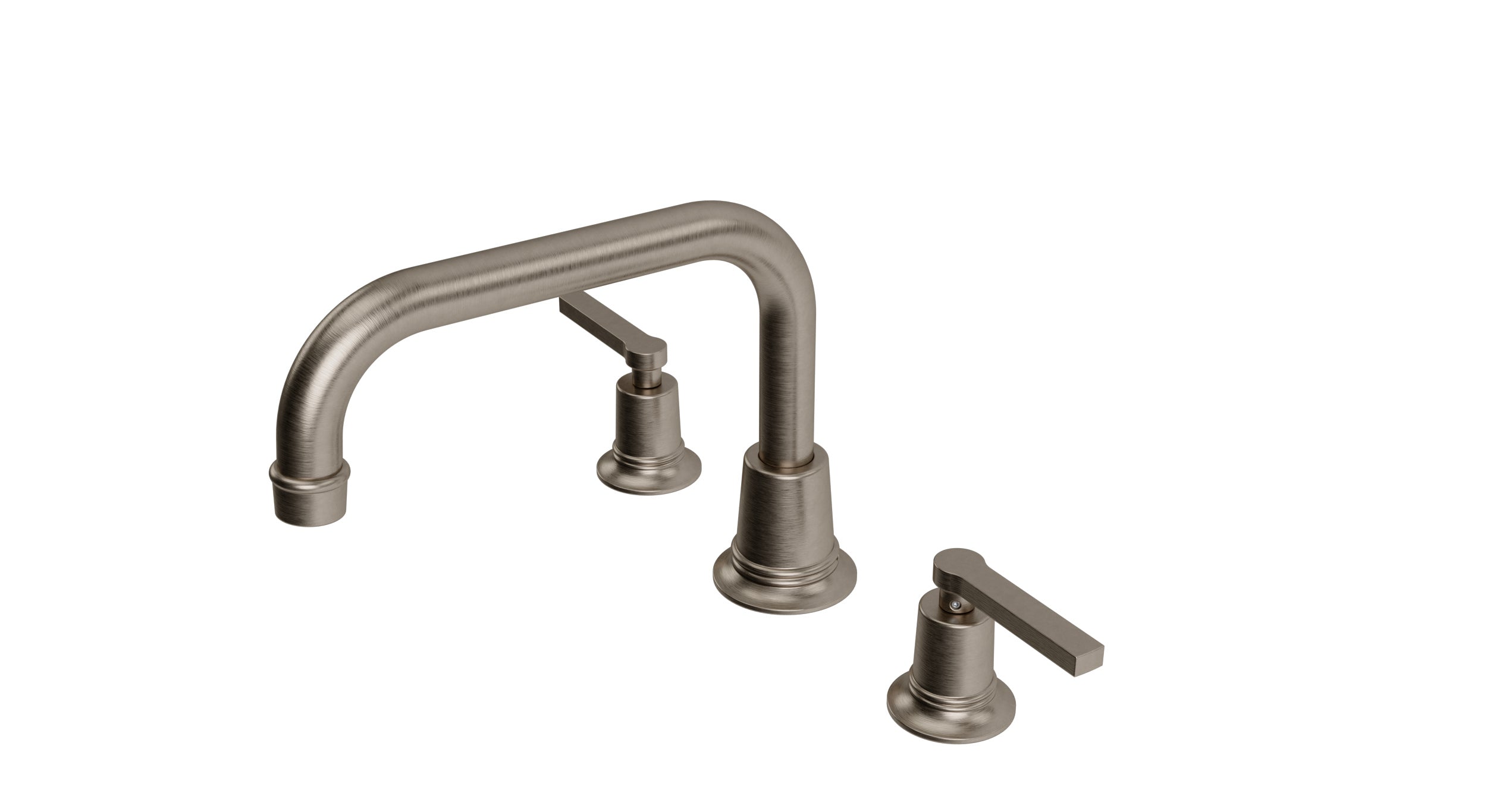 Emerson Two Handle Deck Mount Squaretop Bath Trim with Classic Lever Handles in Antique Nickel