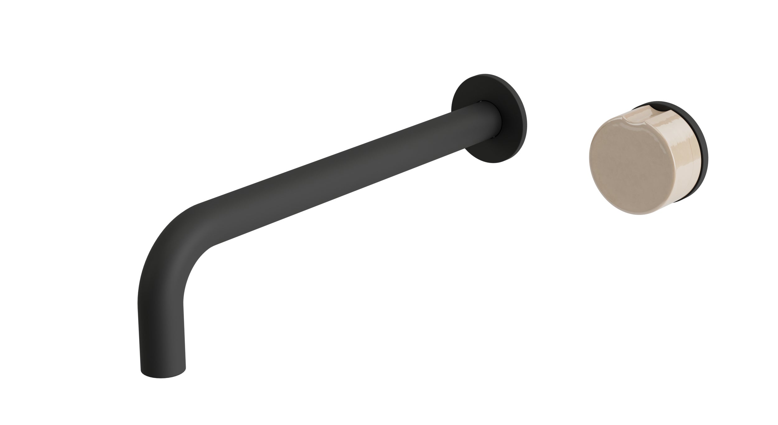 Foundry One Handle Wall Mount 10" Lavatory Faucet with Groove Ceramic Knob Handle in Matte Black