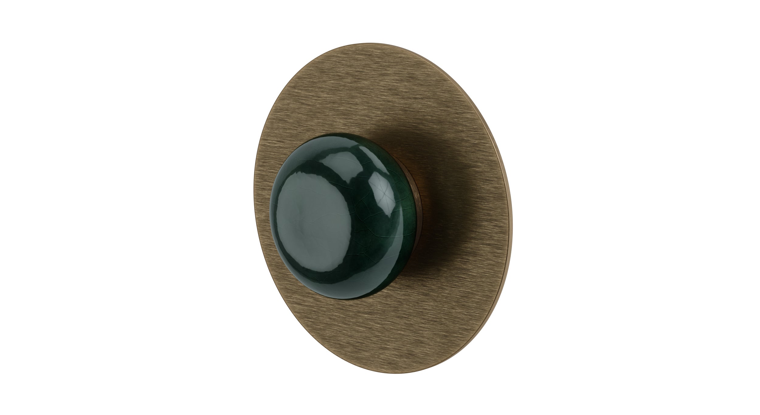 Foundry One Handle Wall Mount Shower Trim with Pebble Ceramic Knob Handle in Antique Brass