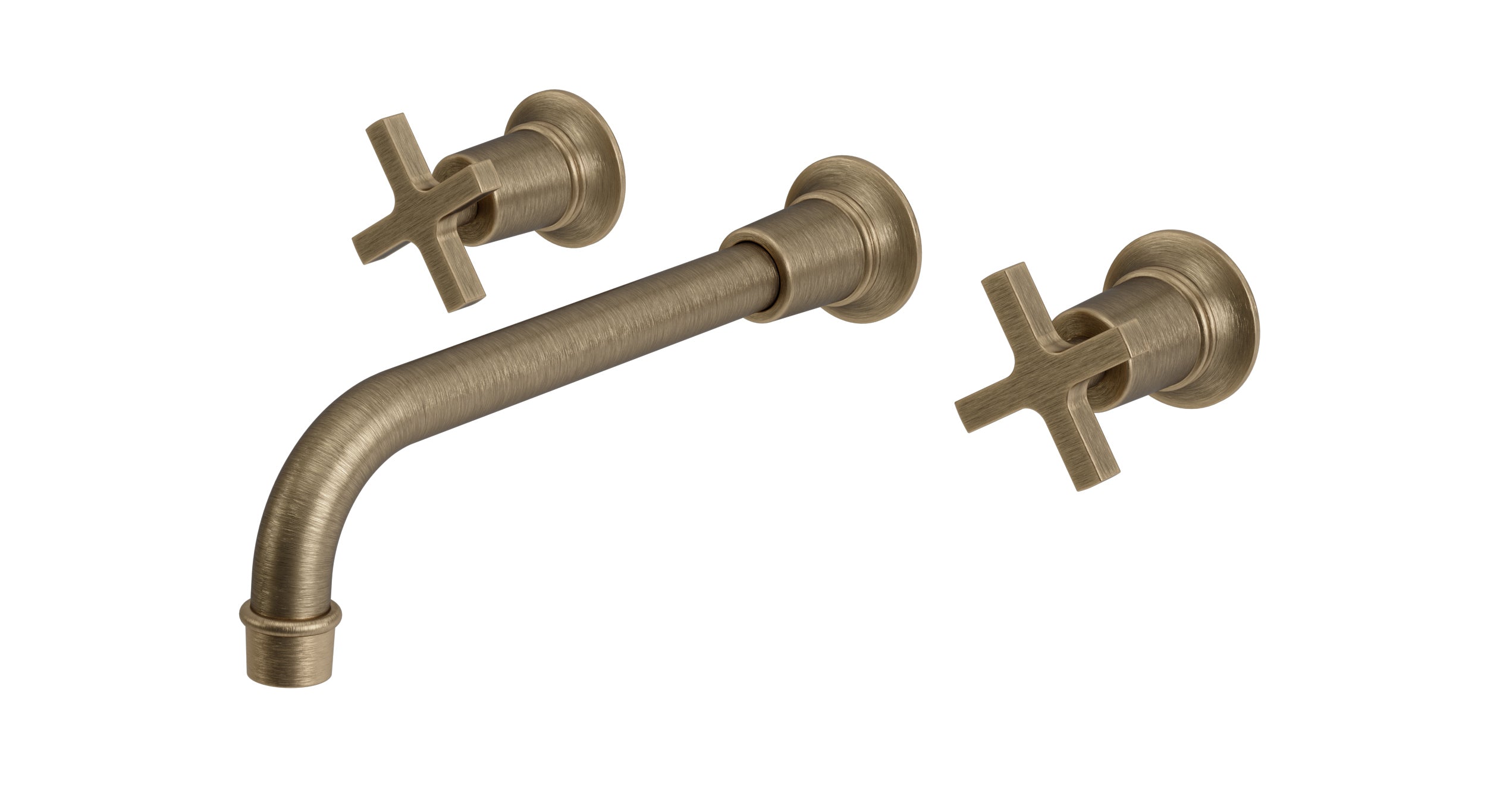Emerson Two Handle Wall Mount 10" Lavatory Faucet with Classic Cross Handles in Antique Brass