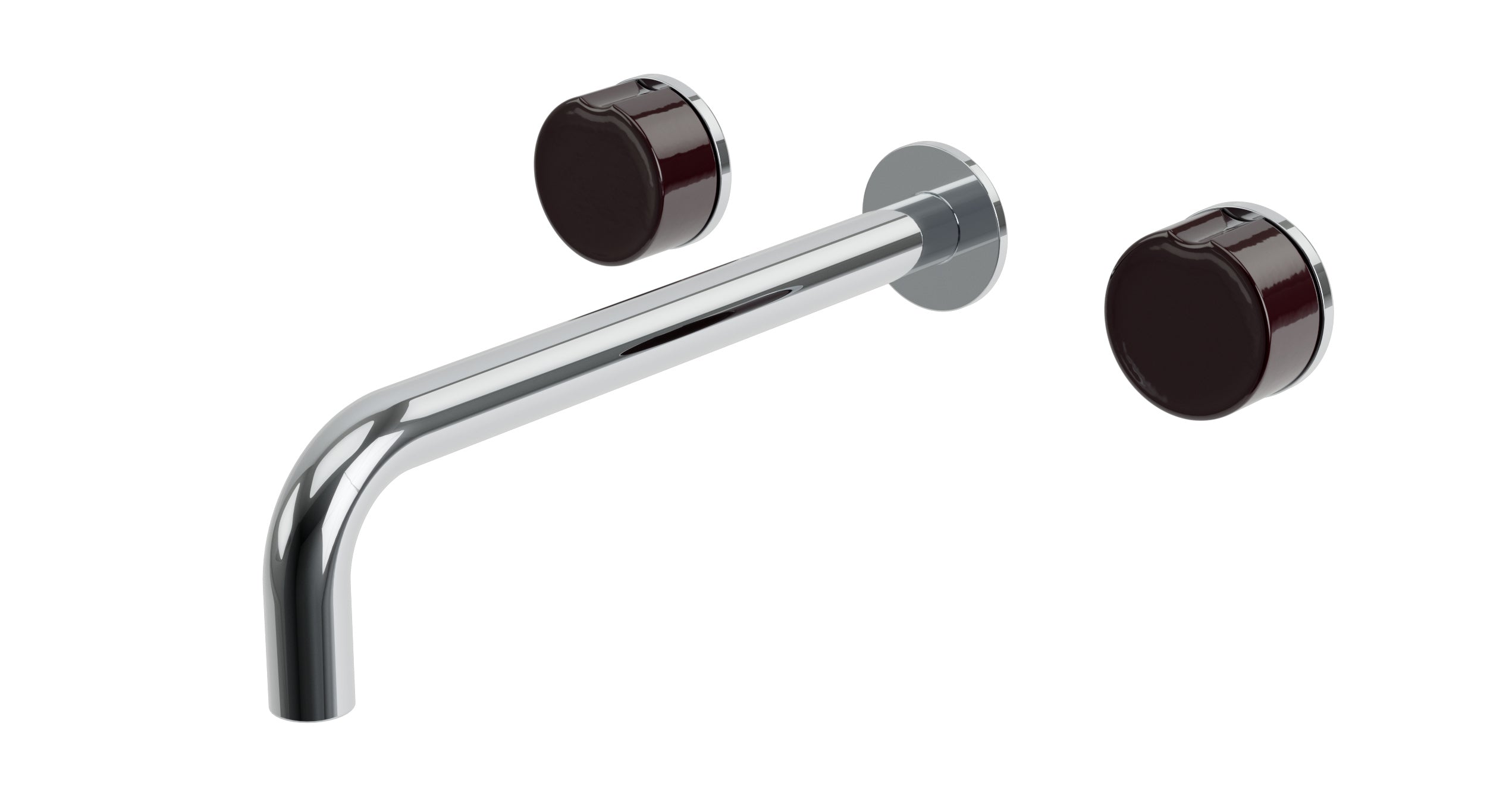 Foundry Two Handle Wall Mount 10" Lavatory Faucet with Groove Ceramic Knob Handles in Polished Chrome