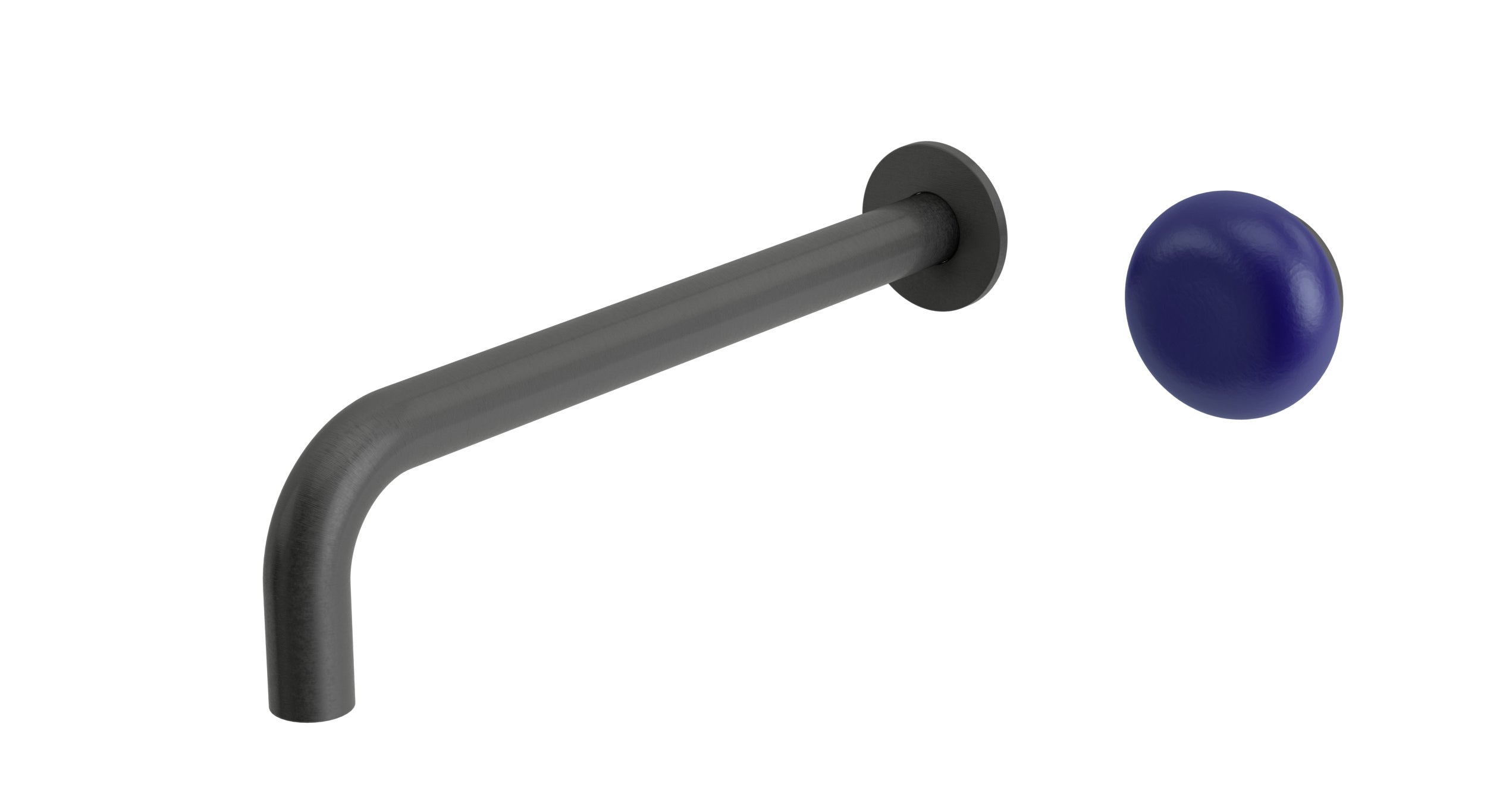 Foundry One Handle Wall Mount 10" Lavatory Faucet with Pebble Ceramic Knob Handle in Blackened Nickel