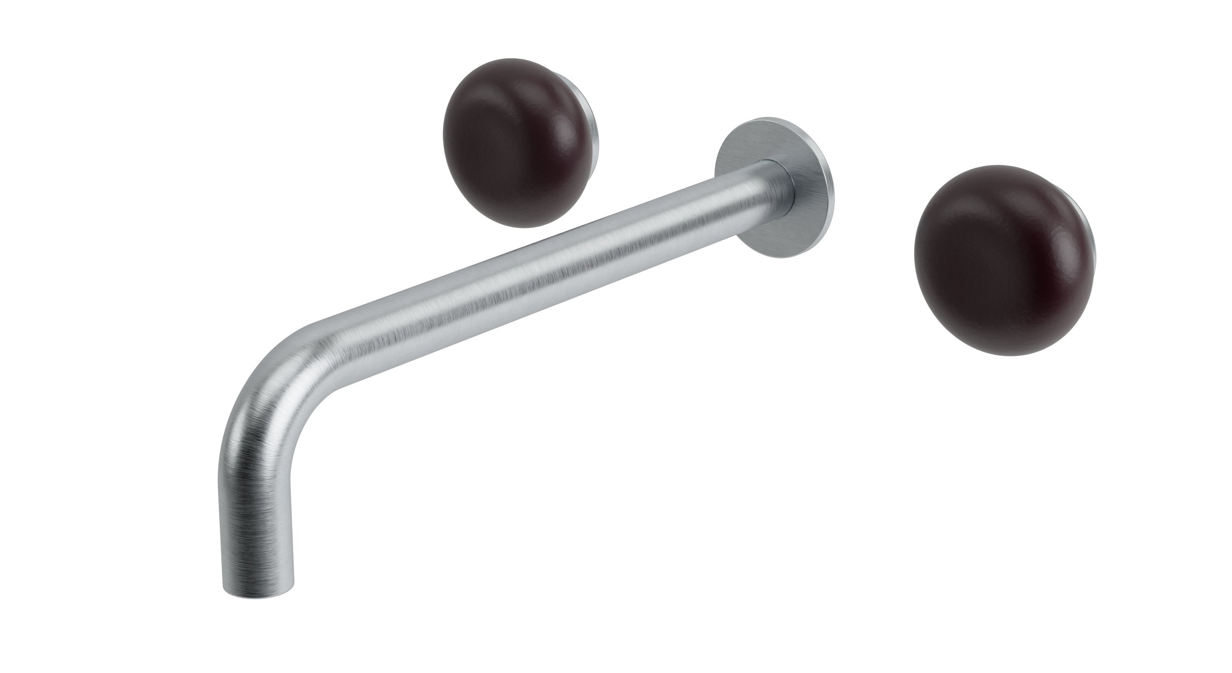 Foundry Two Handle Wall Mount 10" Lavatory Faucet with Pebble Ceramic Knob Handles in Satin Chrome