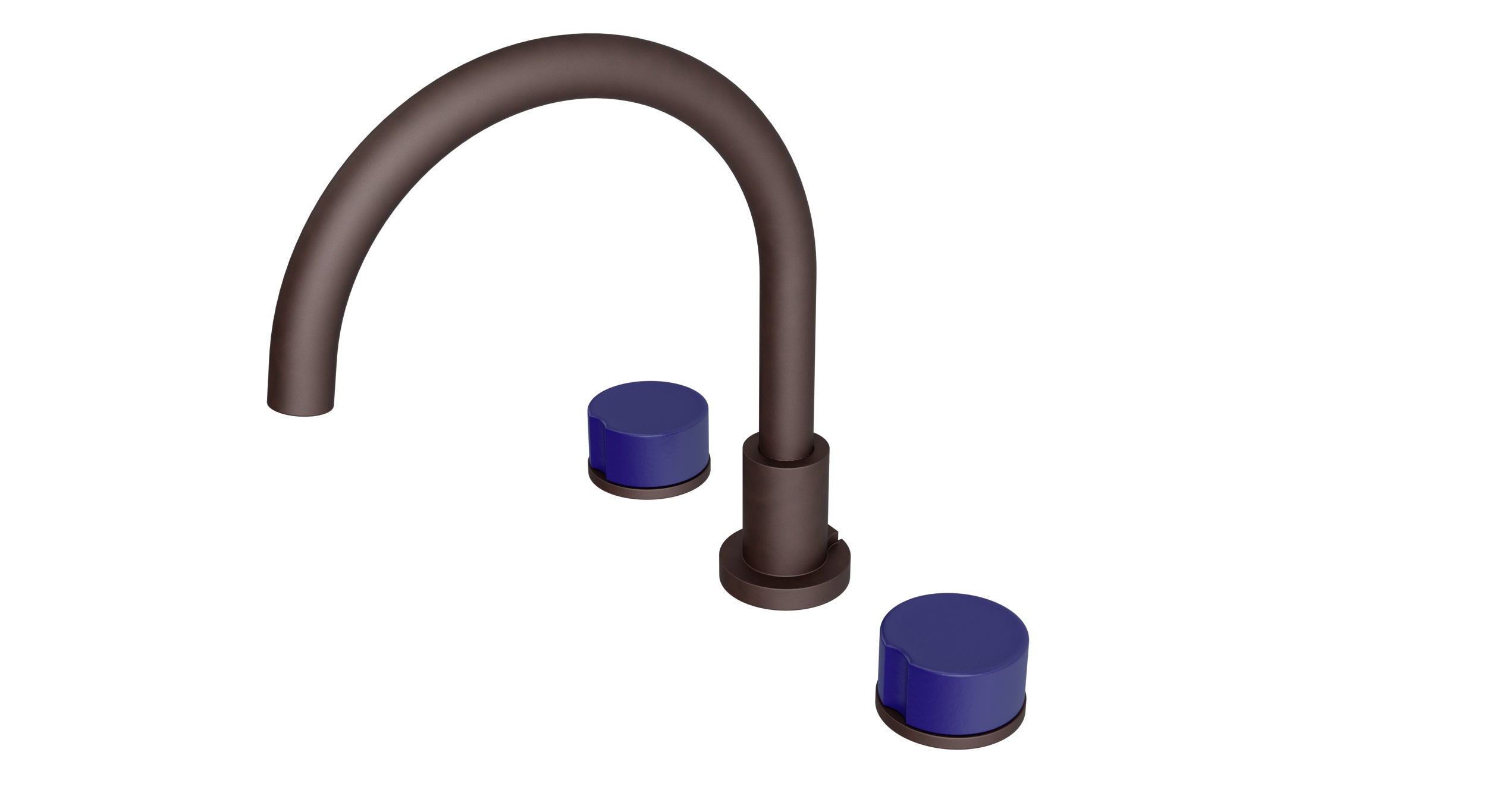 Foundry Two Handle Deck Mount Gooseneck Bath Trim with Groove Ceramic Knob Handles in Architectural Copper