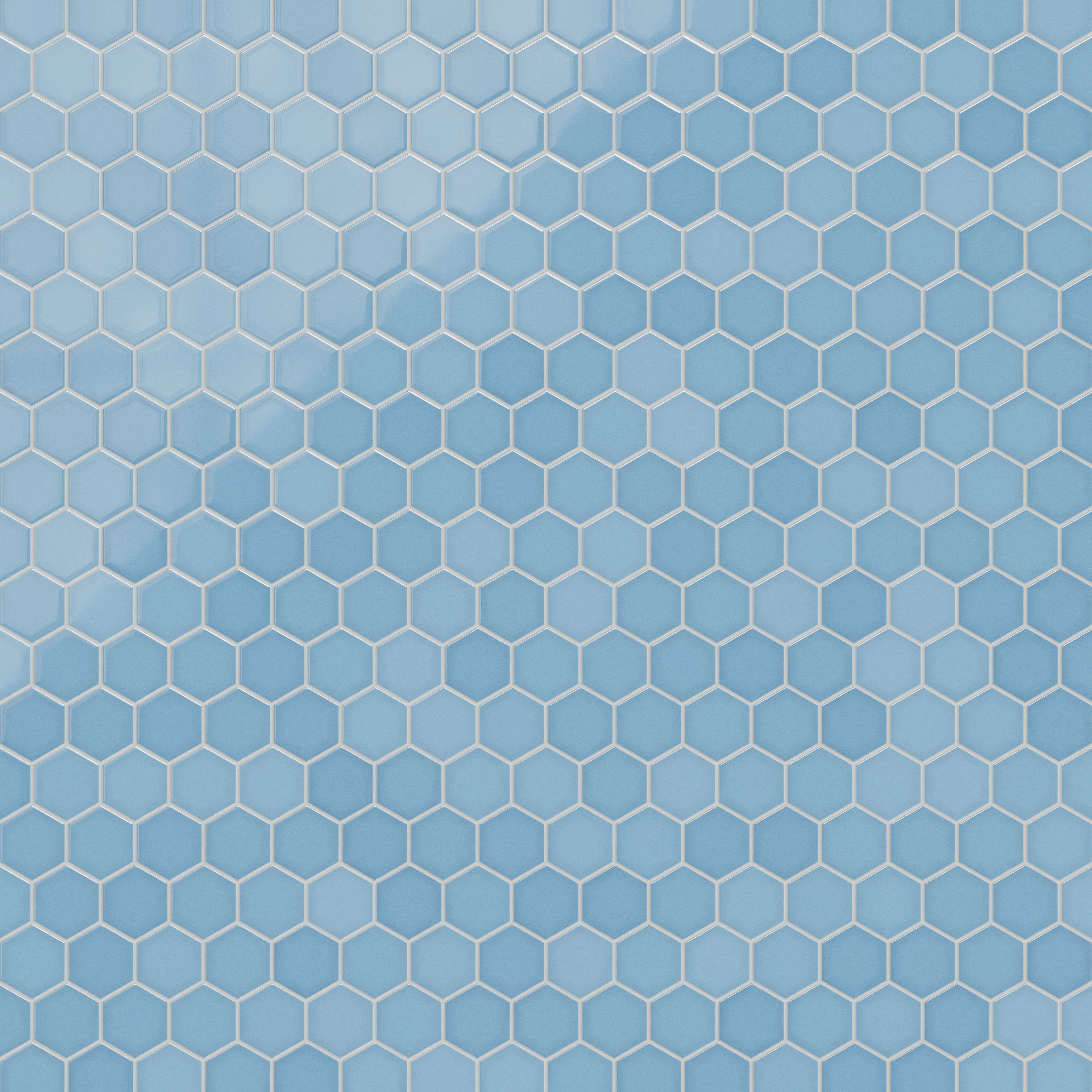 4" Hexagon Original Ceramic Tile in Caribbean Sea Gloss