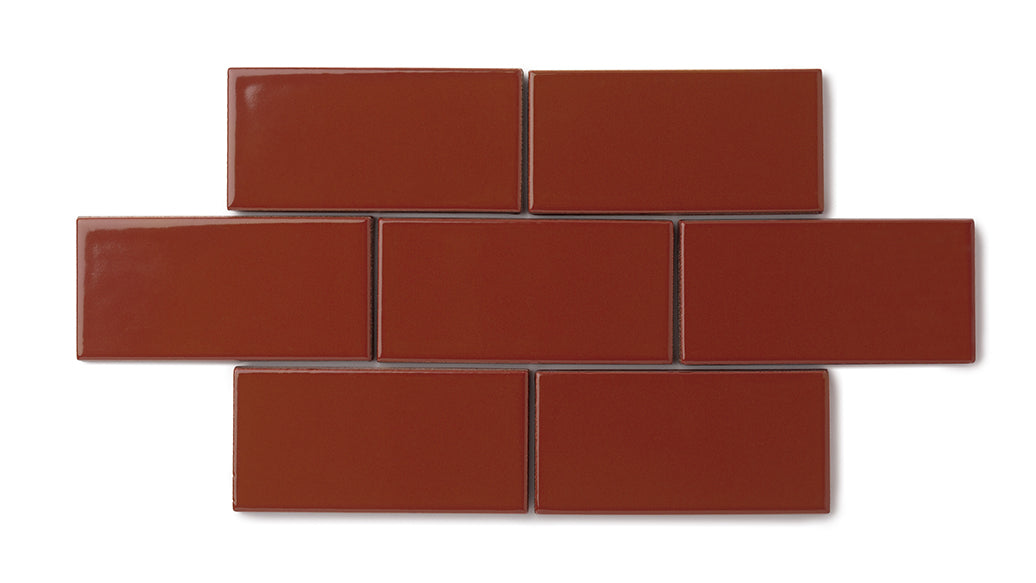 2x2 Straight Set Sheeted Natural Press Ceramic Mosaic Tile in Carmine Gloss