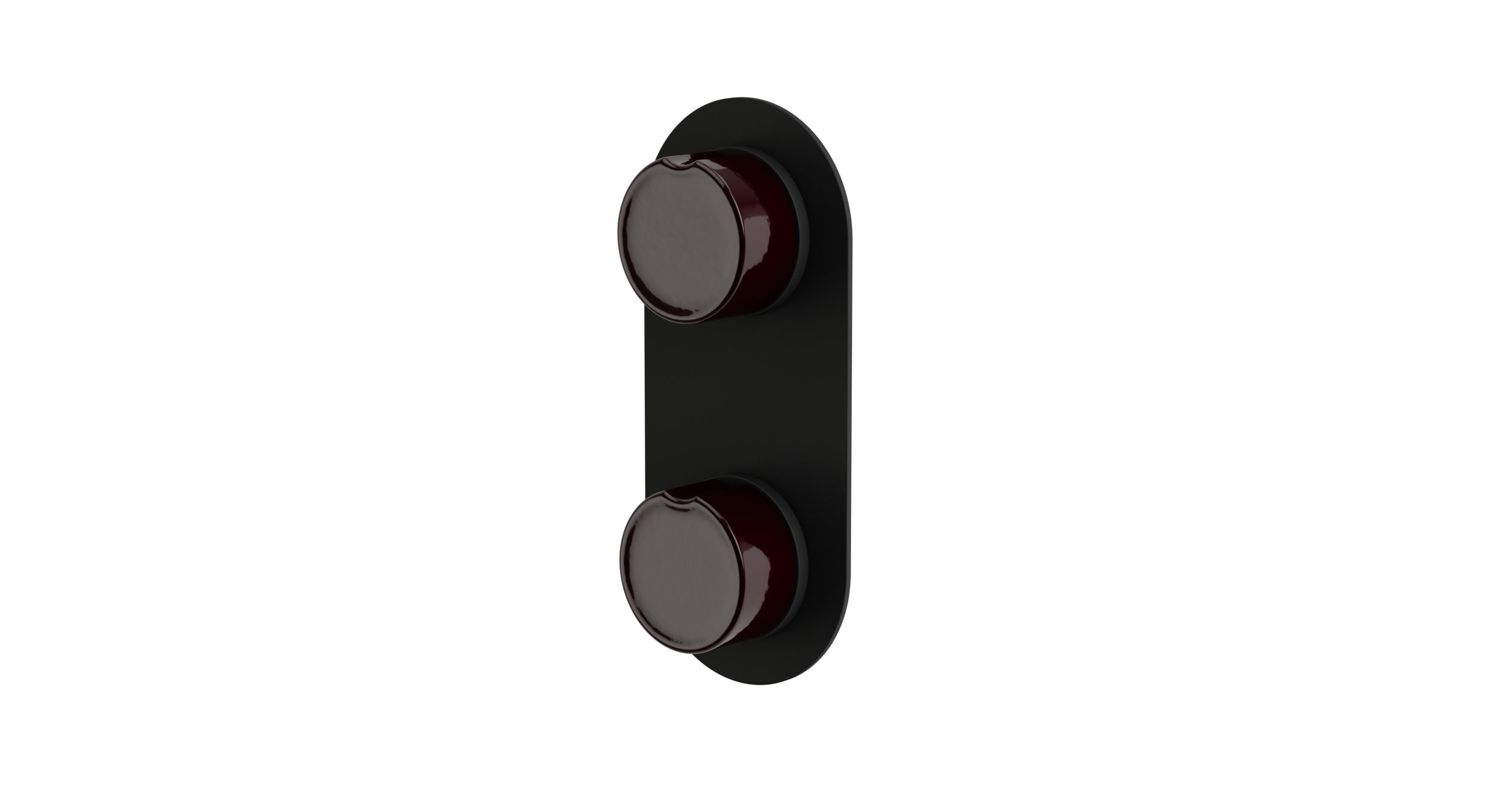 Foundry Two Handle Wall Mount Shower Trim with Groove Ceramic Knob Handles in Matte Black