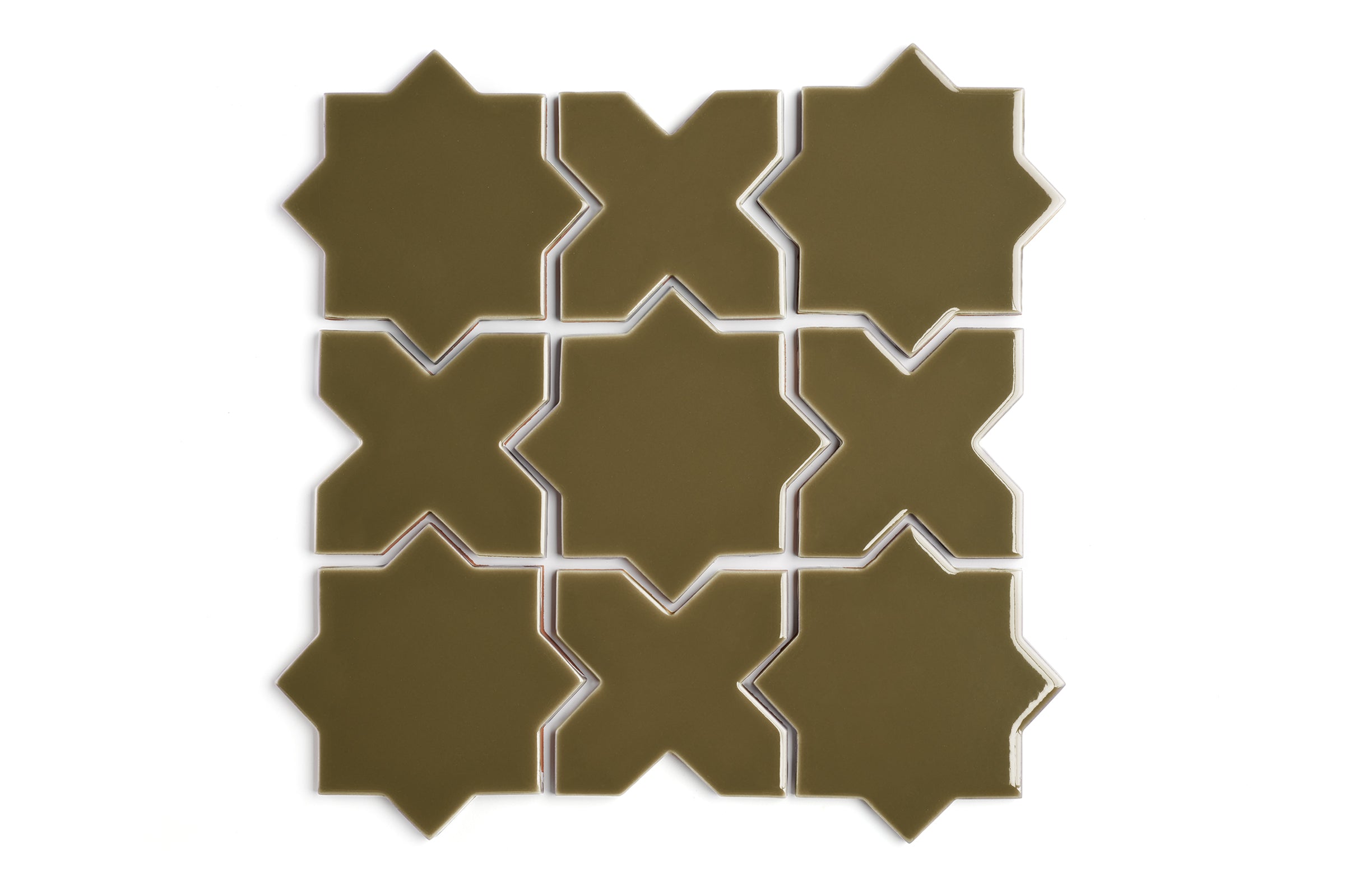 Mini Star & Cross Original Ceramic Tile in Chaparral Gloss