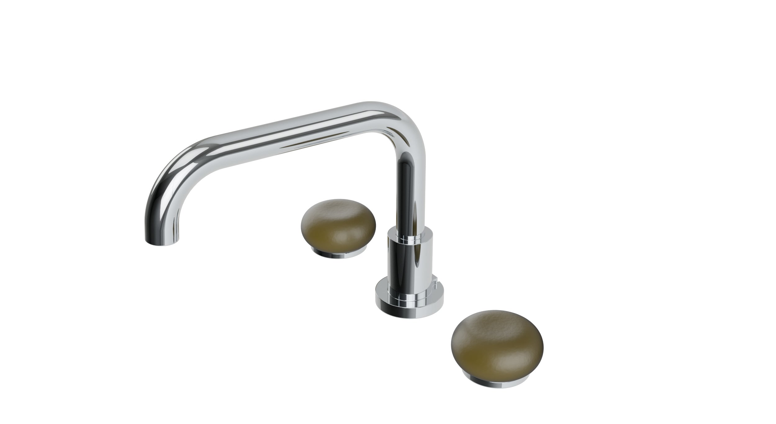 Foundry Two Handle Deck Mount Squaretop Bath Trim with Pebble Ceramic Knob Handles in Polished Chrome