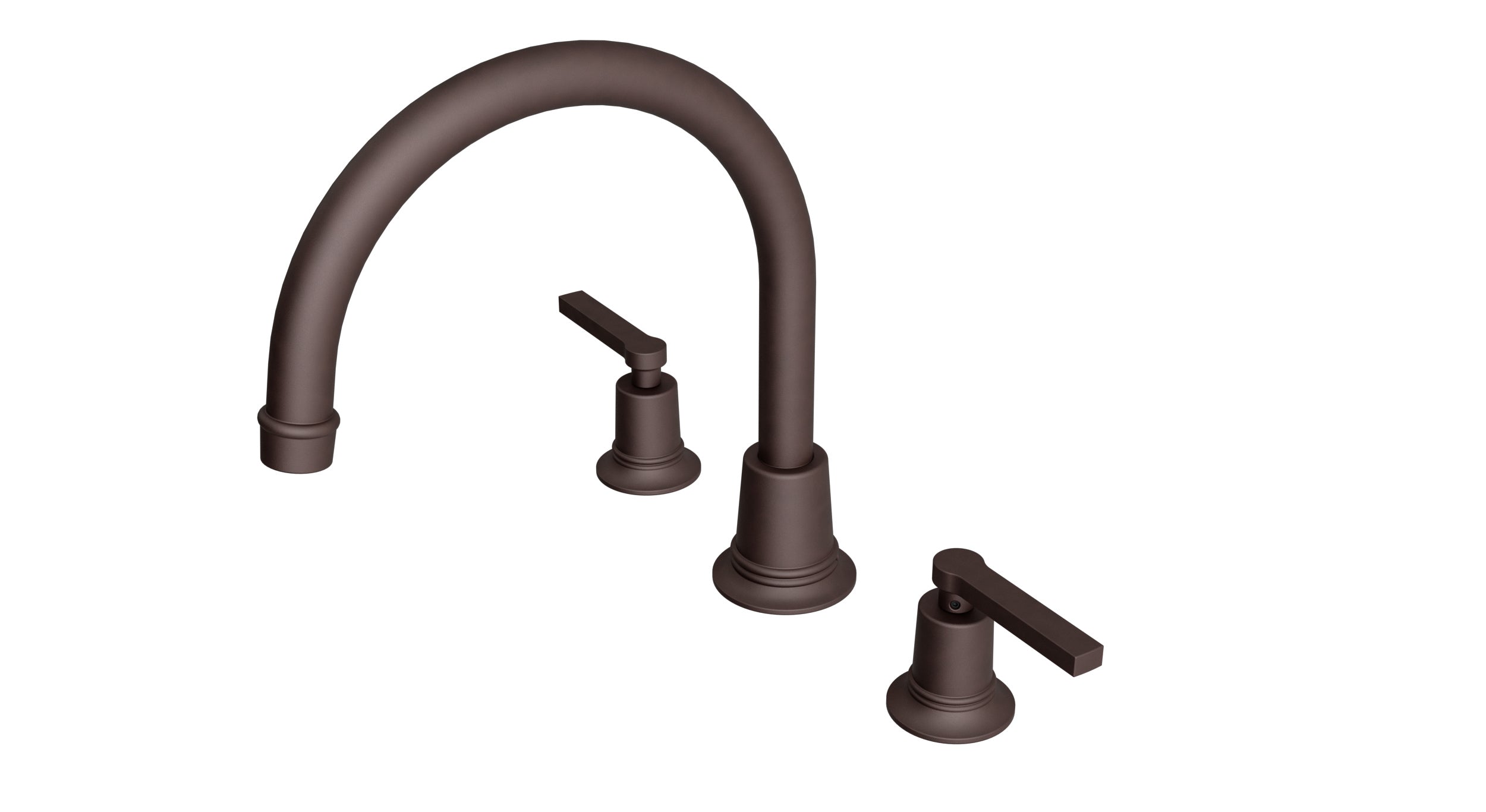 Emerson Two Handle Deck Mount Gooseneck Bath Trim with Classic Lever Handles in Architectural Copper