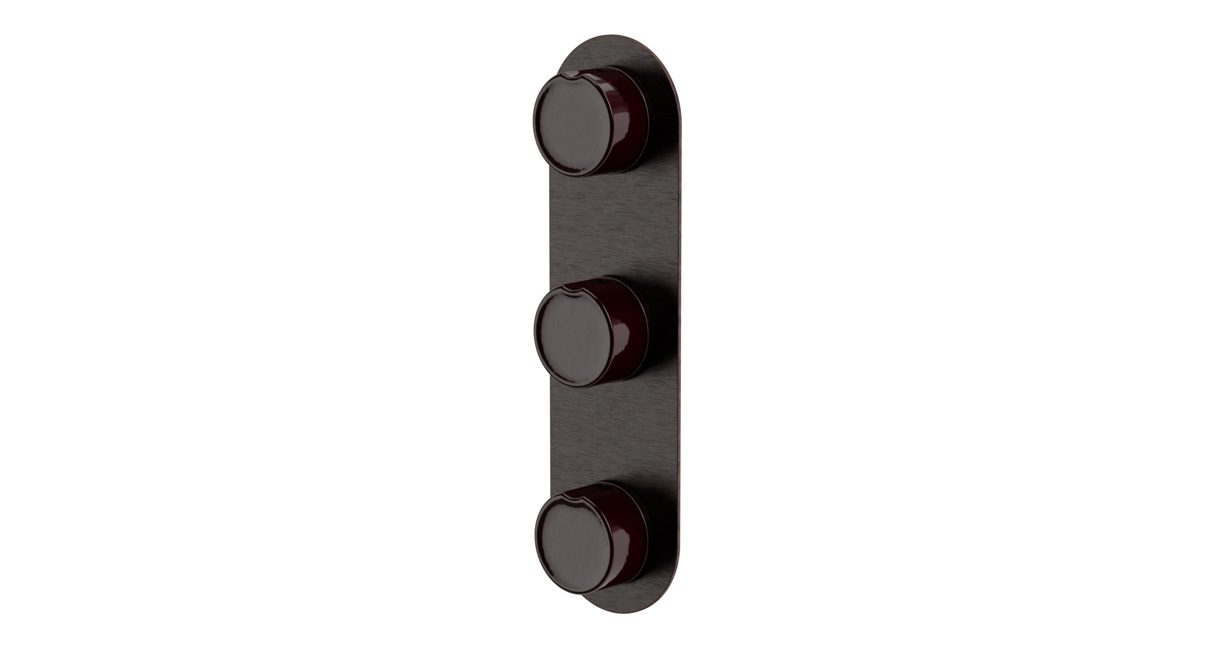 Foundry Three Handle Wall Mount Shower Trim with Groove Ceramic Knob Handles in Antique Bronze