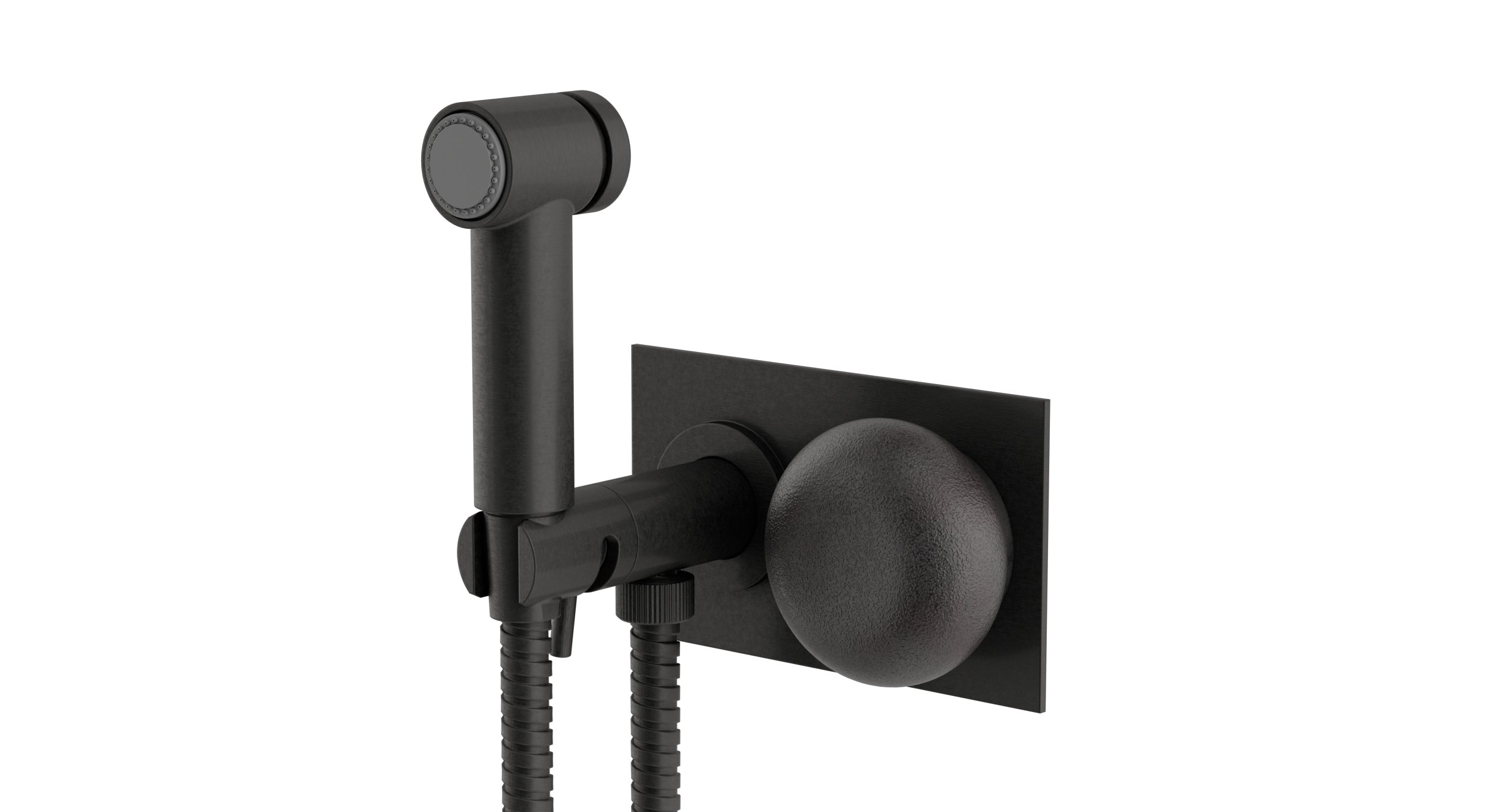 Foundry One Handle Wall Mount Bidet Trim with Pebble Ceramic Knob Handle in Blackened Nickel