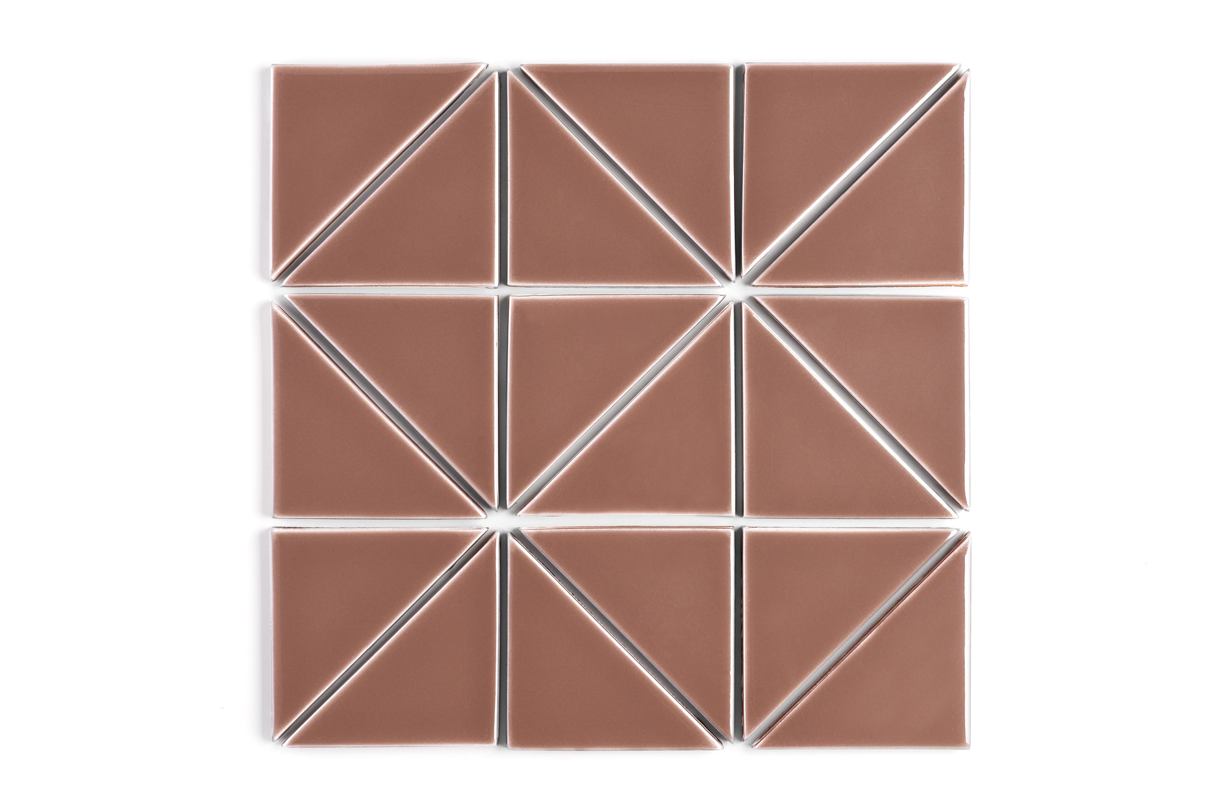 4" Triangle Original Ceramic Tile in Mauve Gloss
