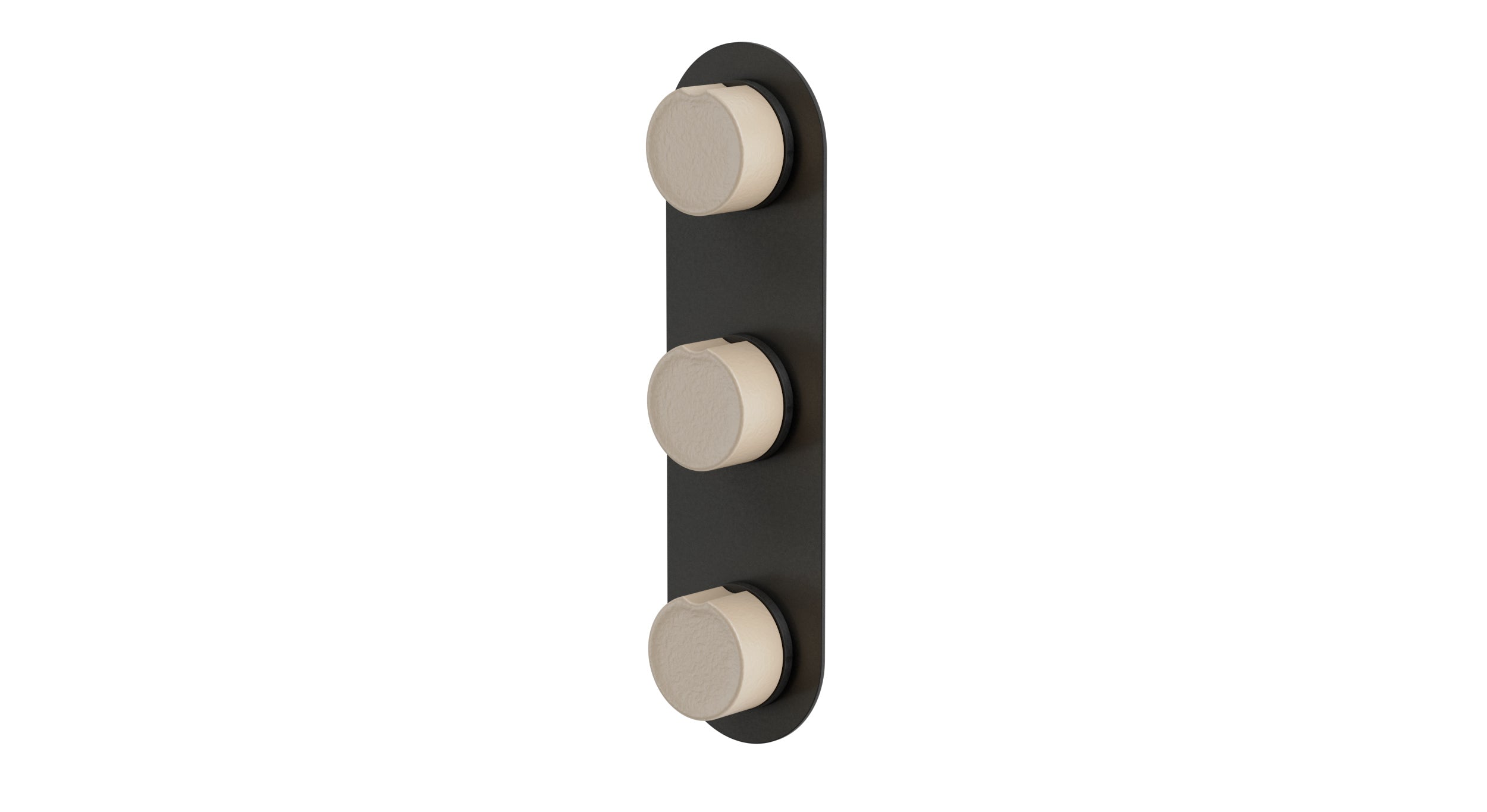 Foundry Three Handle Wall Mount Shower Trim with Groove Ceramic Knob Handles in Blackened Nickel