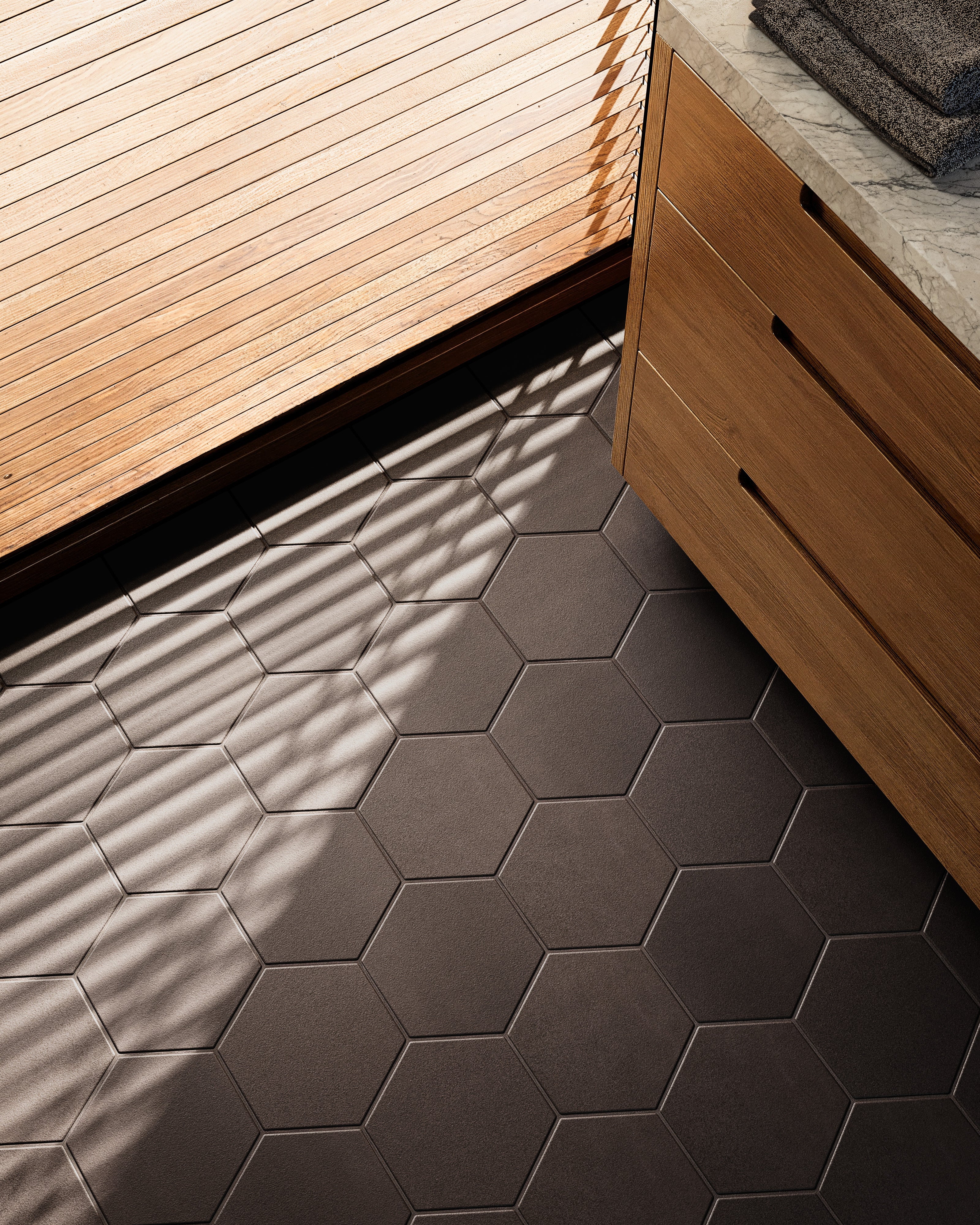 8" Hexagon Original Ceramic Tile in Carbon Matte