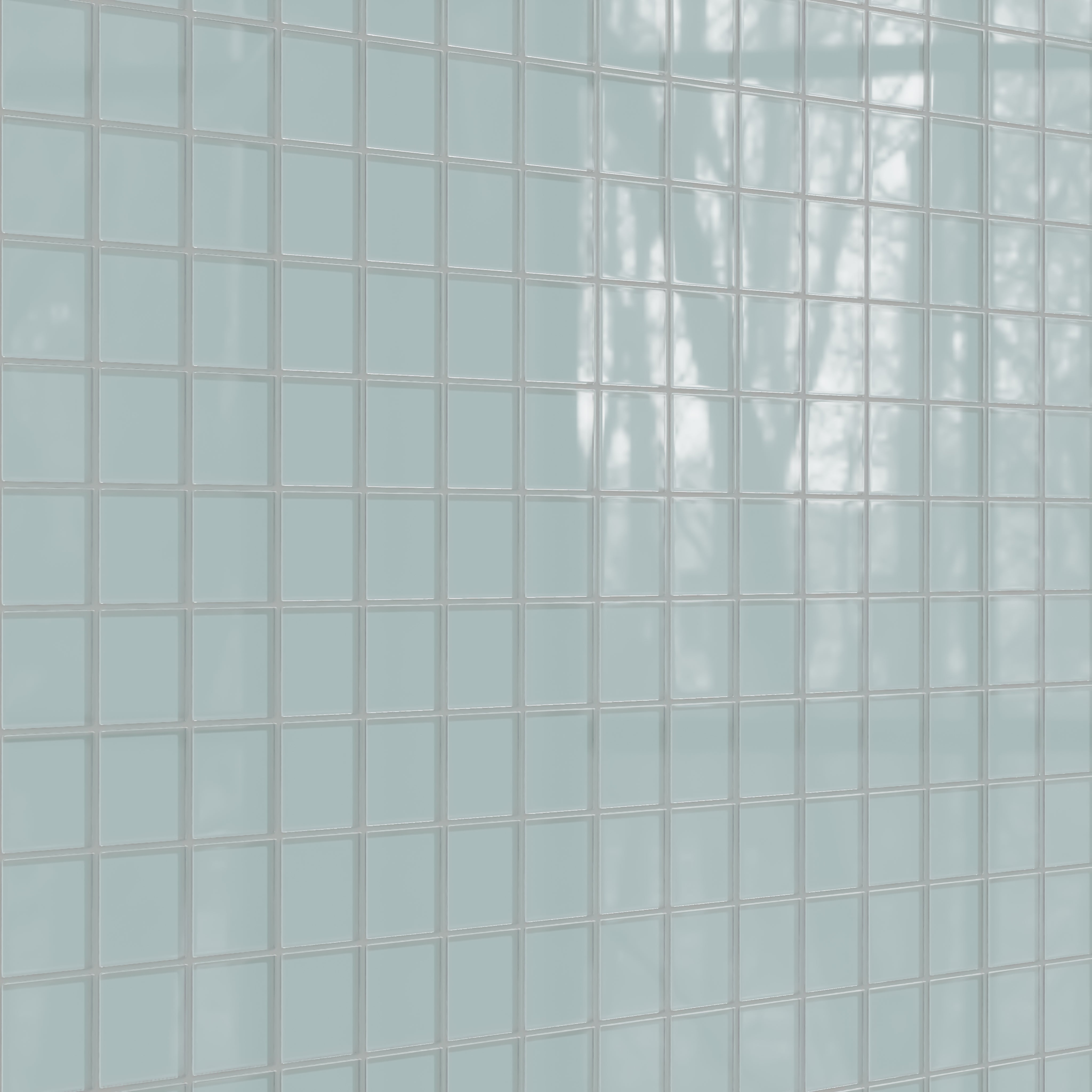 3x3 Straight Set Sheeted Glass Mosaic Tile in Great Blue Heron Gloss