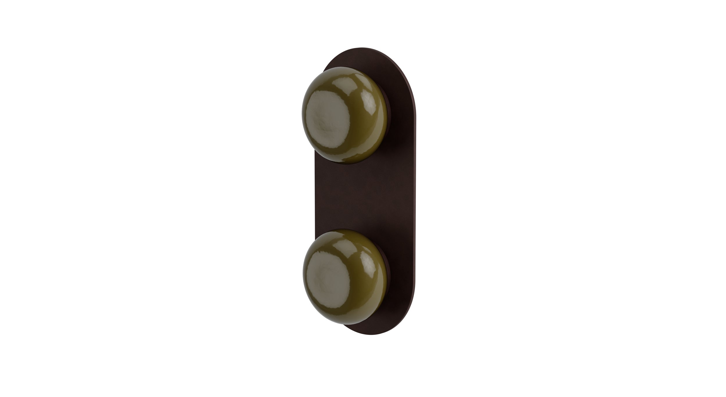 Foundry Two Handle Wall Mount Shower Trim with Pebble Ceramic Knob Handles in Architectural Copper
