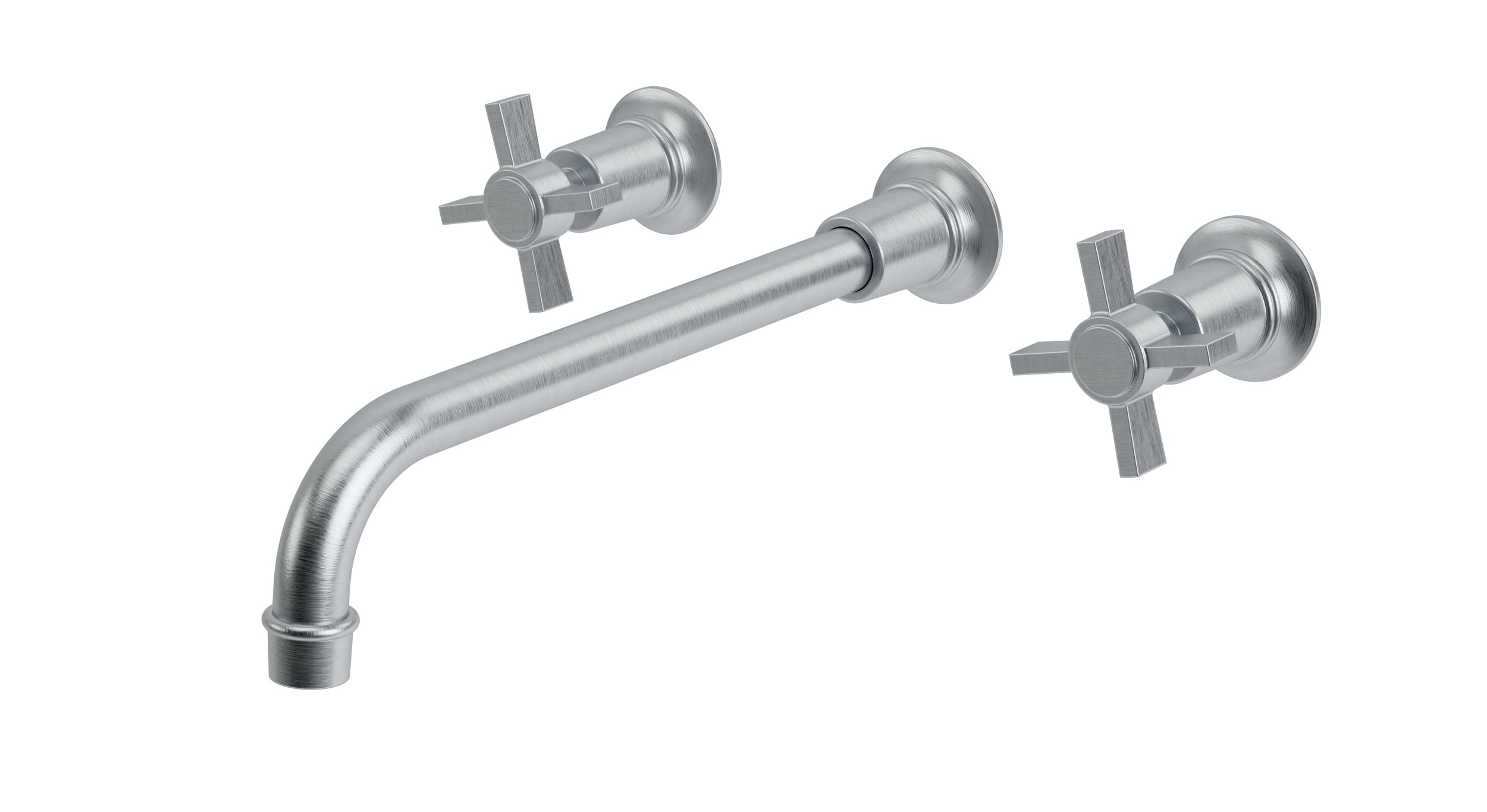 Emerson Two Handle Wall Mount 12" Lavatory Faucet with Defined Cross Handles in Satin Chrome