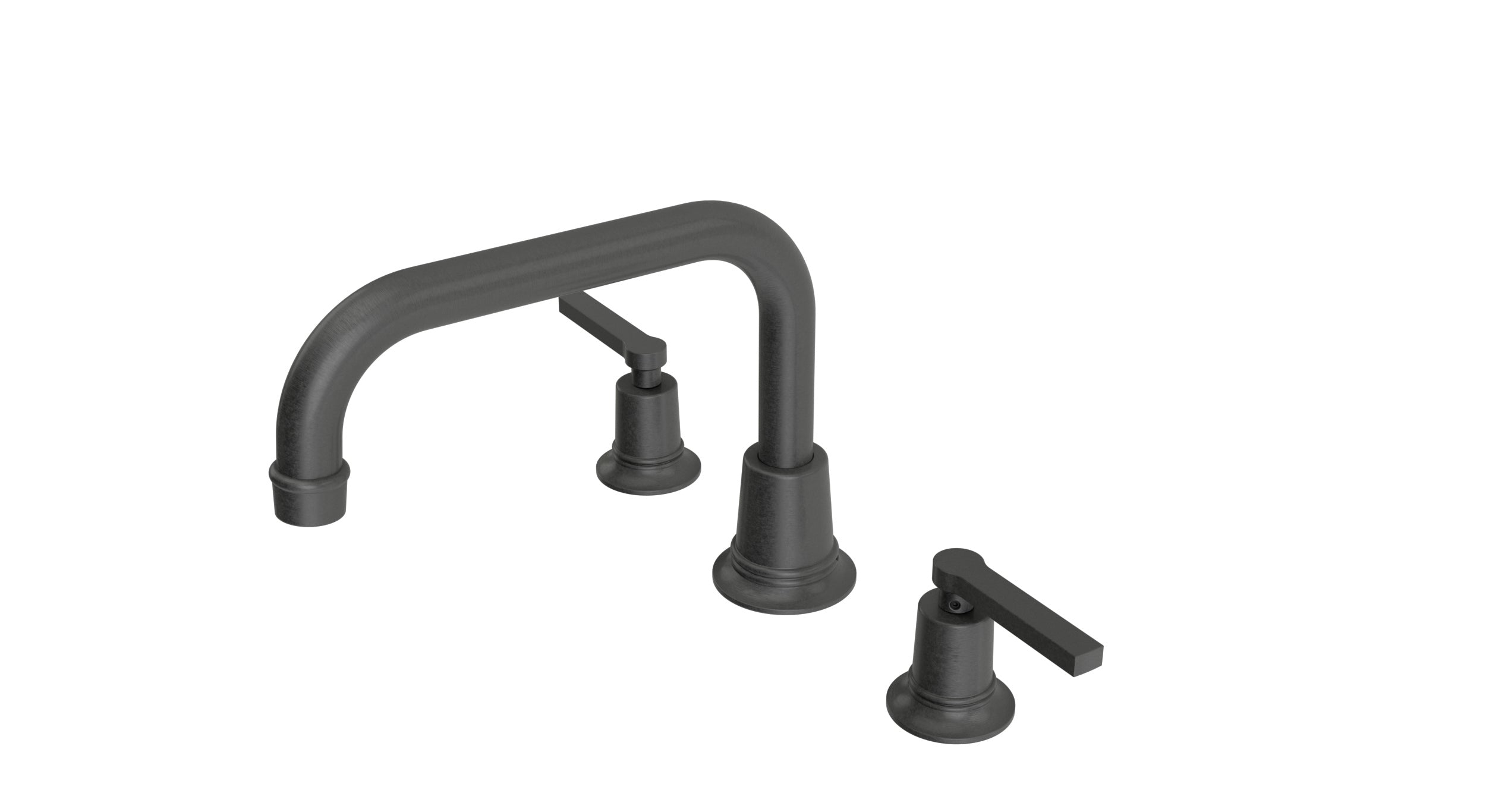 Emerson Two Handle Deck Mount Squaretop Bath Trim with Classic Lever Handles in Blackened Nickel
