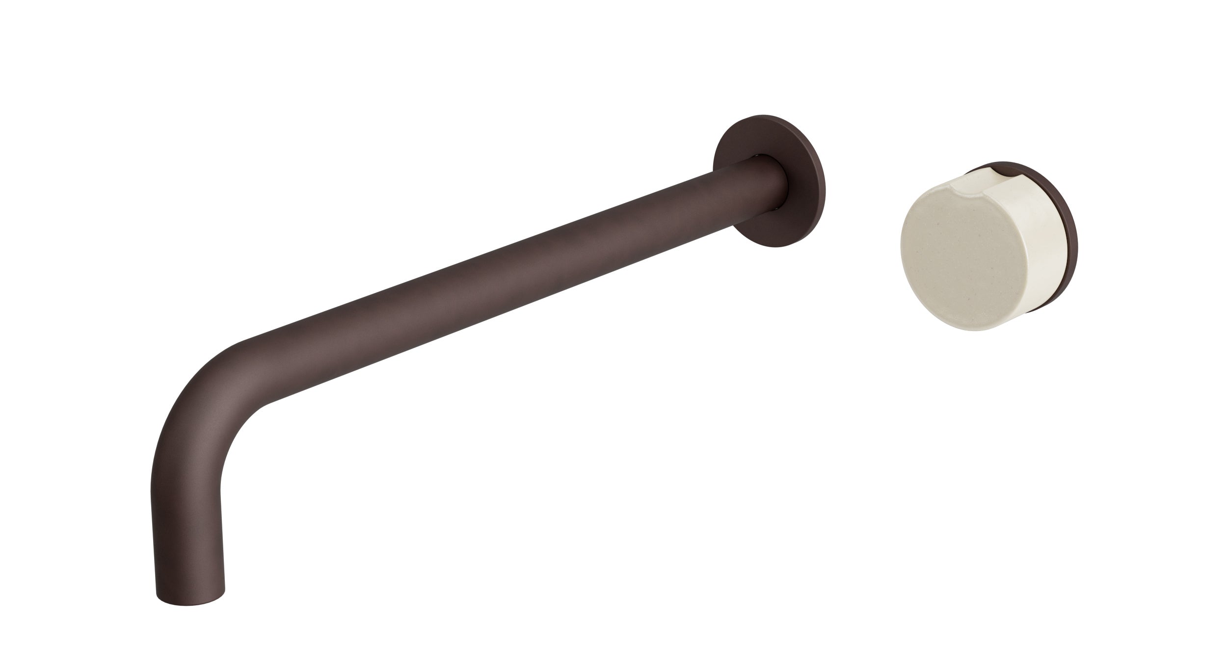 Foundry One Handle Wall Mount 12" Lavatory Faucet with Pebble Ceramic Knob Handle in Architectural Copper