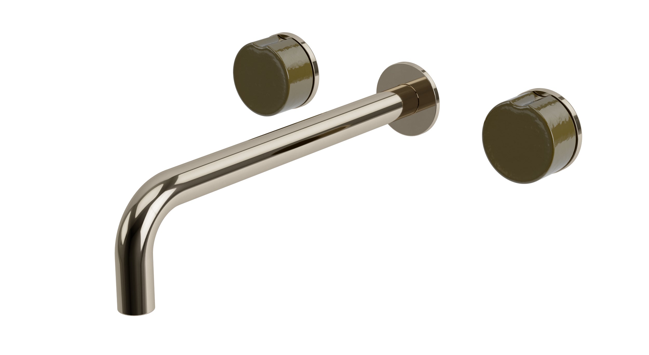 Foundry Two Handle Wall Mount 10" Lavatory Faucet with Groove Ceramic Knob Handles in Polished Nickel
