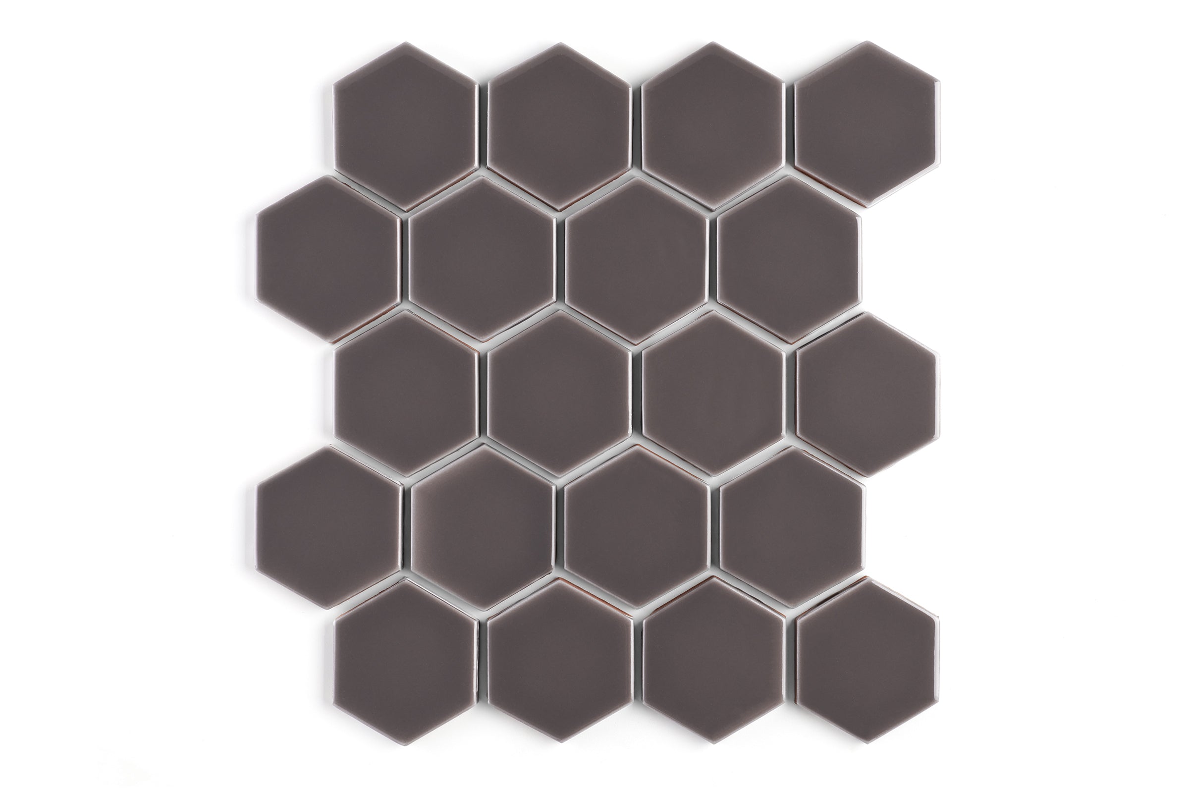 3" Hexagon Sheeted Original Ceramic Mosaic Tile in Kalamata Gloss