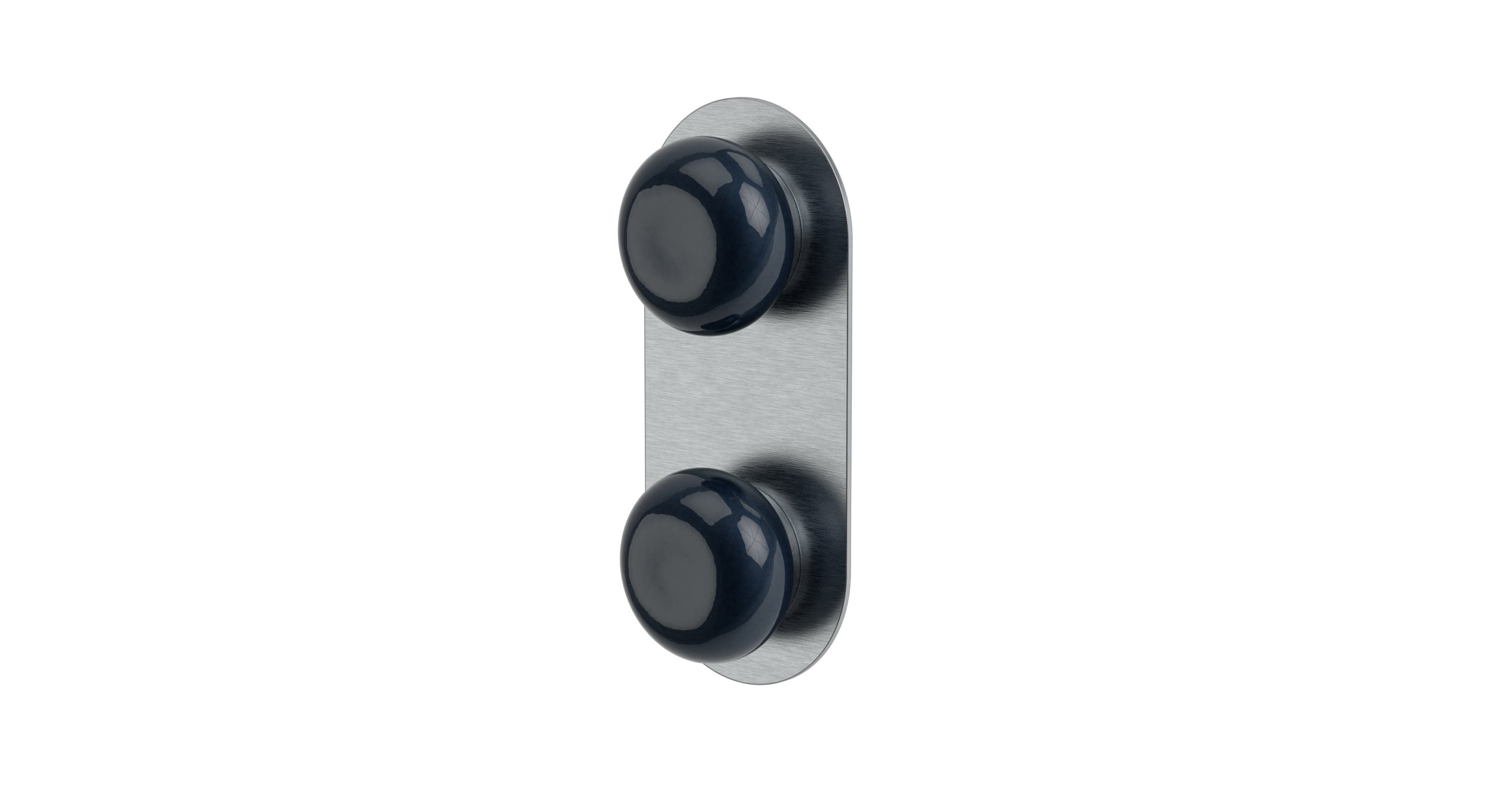 Foundry Two Handle Wall Mount Shower Trim with Pebble Ceramic Knob Handles in Satin Chrome