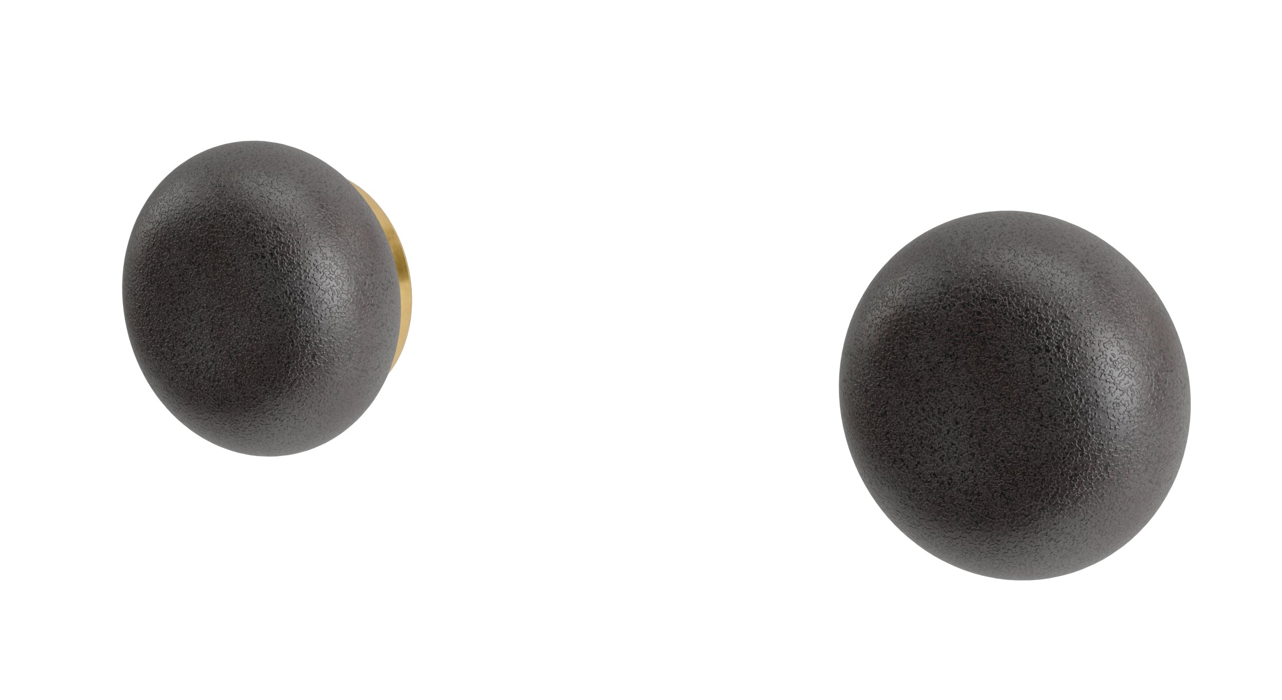 Foundry Two Handle Wall Mount Bath Trim with Pebble Ceramic Knob Handles in French Brass