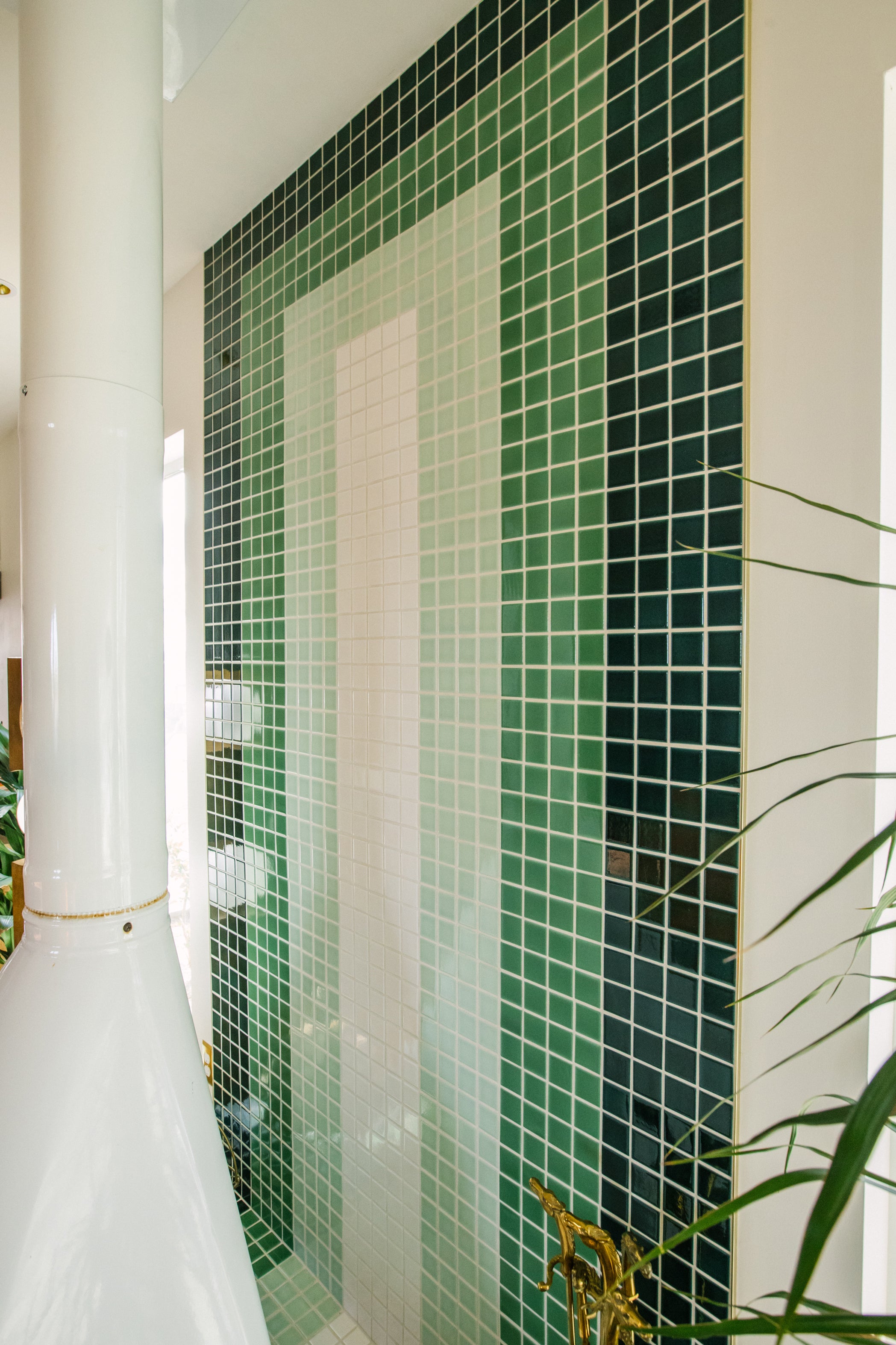 2x2 Straight Set Sheeted Original Ceramic Mosaic Tile in Sea Green Gloss
