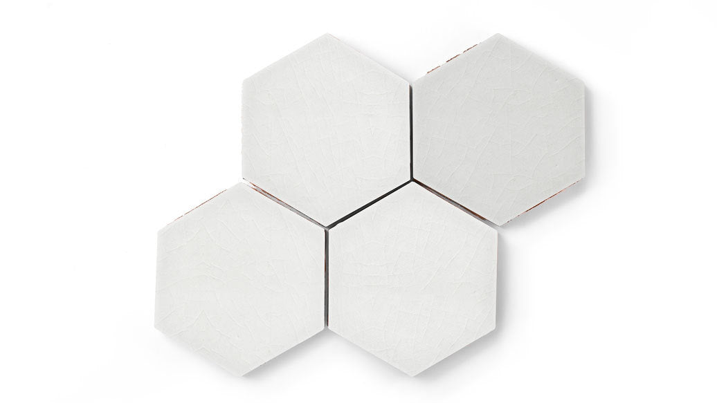 6" Hexagon Original Ceramic Tile in Frost Gloss