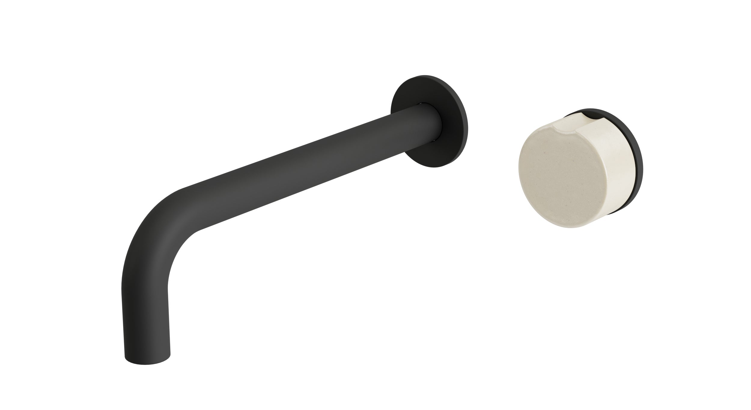 Foundry One Handle Wall Mount 7.5" Lavatory Faucet with Groove Ceramic Knob Handle in Matte Black