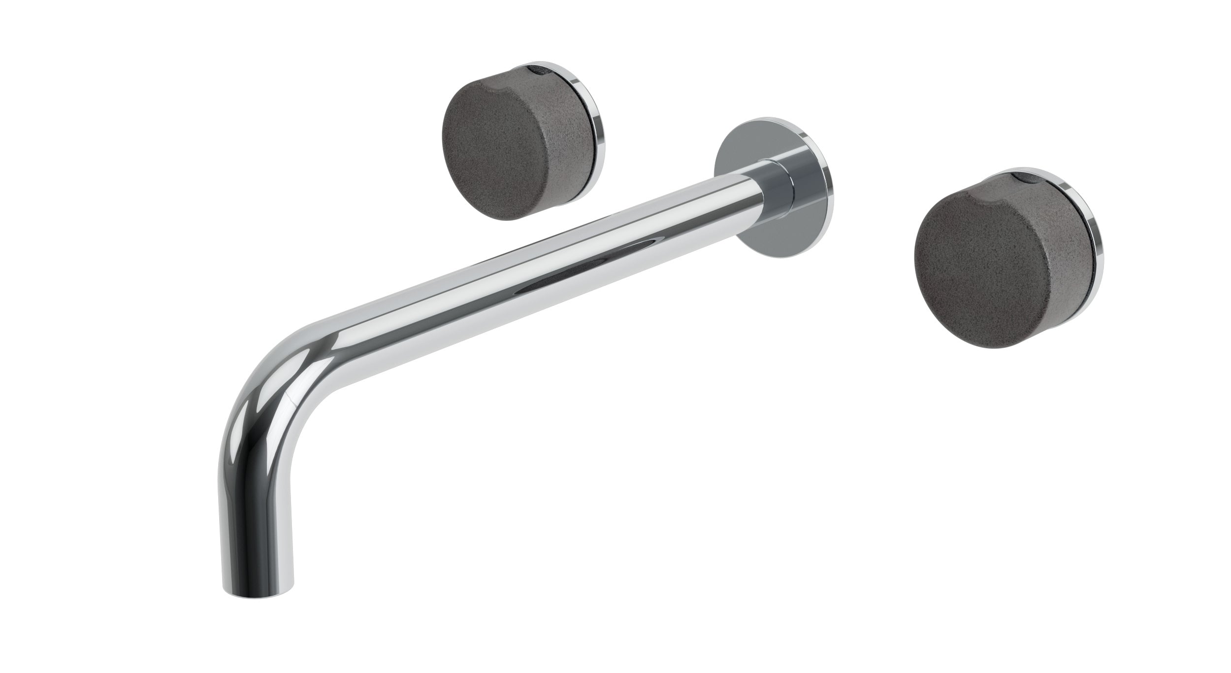 Foundry Two Handle Wall Mount 10" Lavatory Faucet with Groove Ceramic Knob Handles in Polished Chrome
