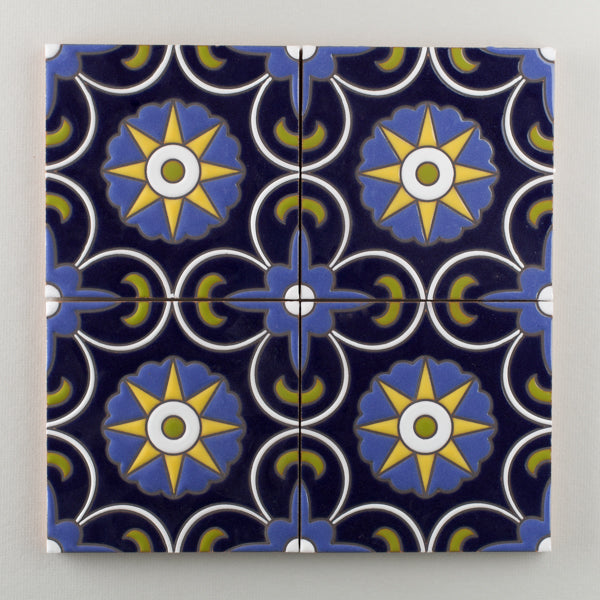 6x6 Handpainted Tile Seville in Cool Motif