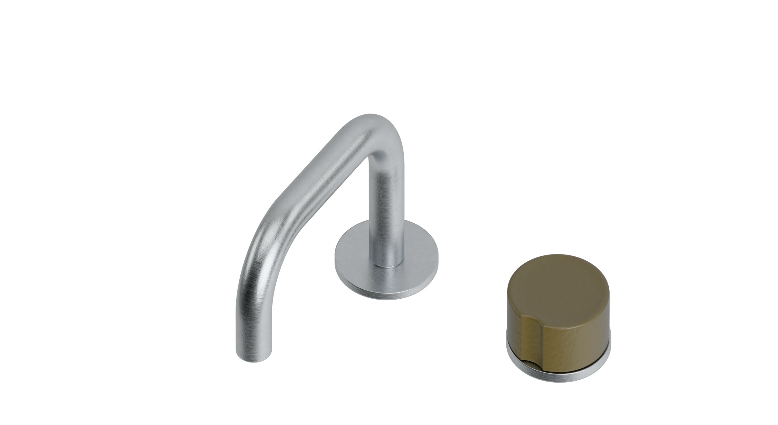 Foundry One Handle Deck Mount Squaretop Lavatory Faucet with Groove Ceramic Knob Handle in Satin Chrome