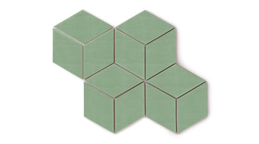 Large Diamond Original Ceramic Tile in Sea Green Matte