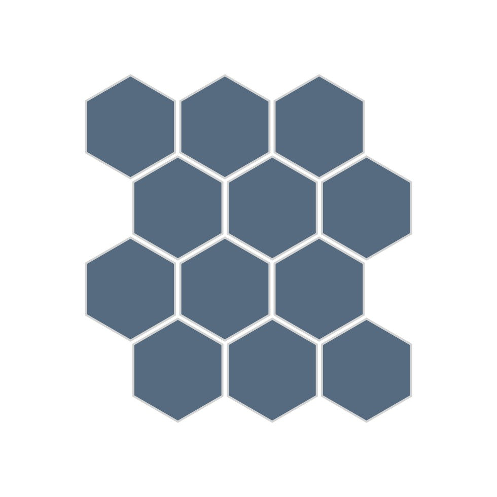 2" Hexagon Sheeted Original Ceramic Mosaic Tile in Slate Blue Matte