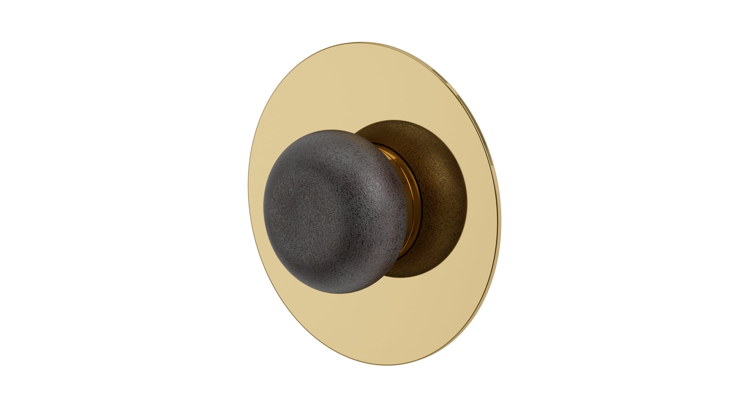 Foundry One Handle Wall Mount Shower Trim with Pebble Ceramic Knob Handle in Polished Brass