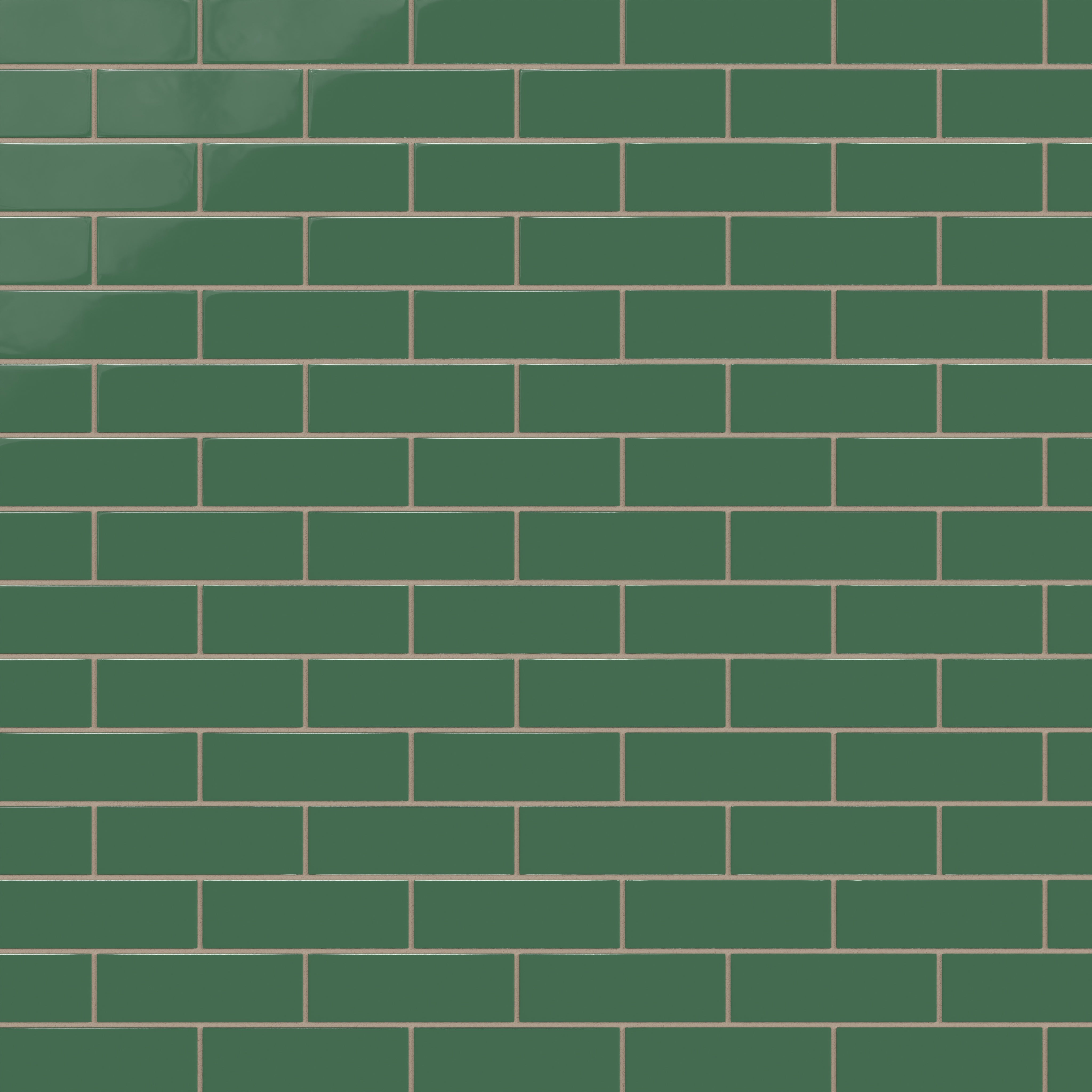 2x6 Natural Press Ceramic Tile in Viridian Gloss