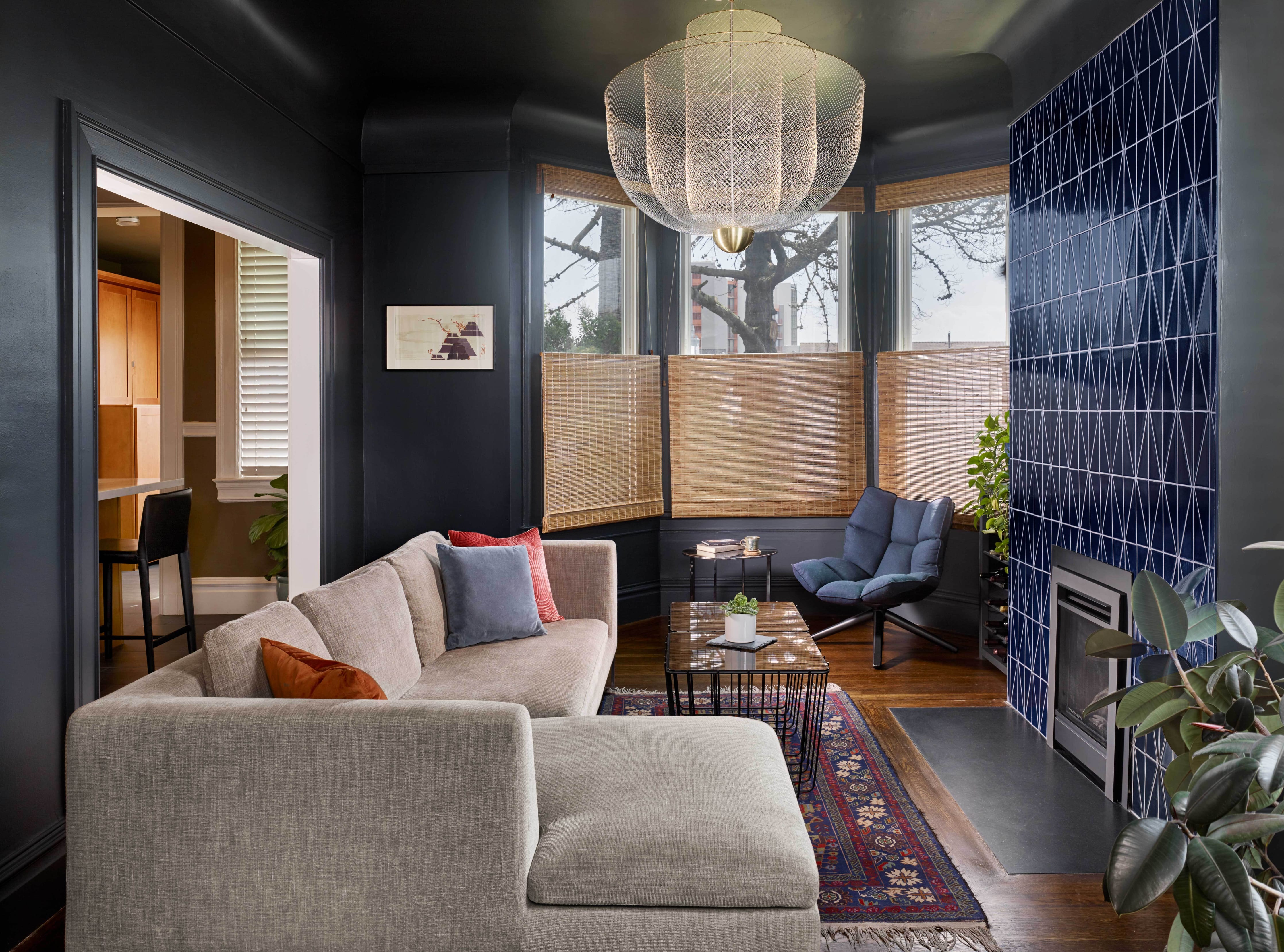 Right Scalene Triangle Original Ceramic Tile in Navy Blue Gloss