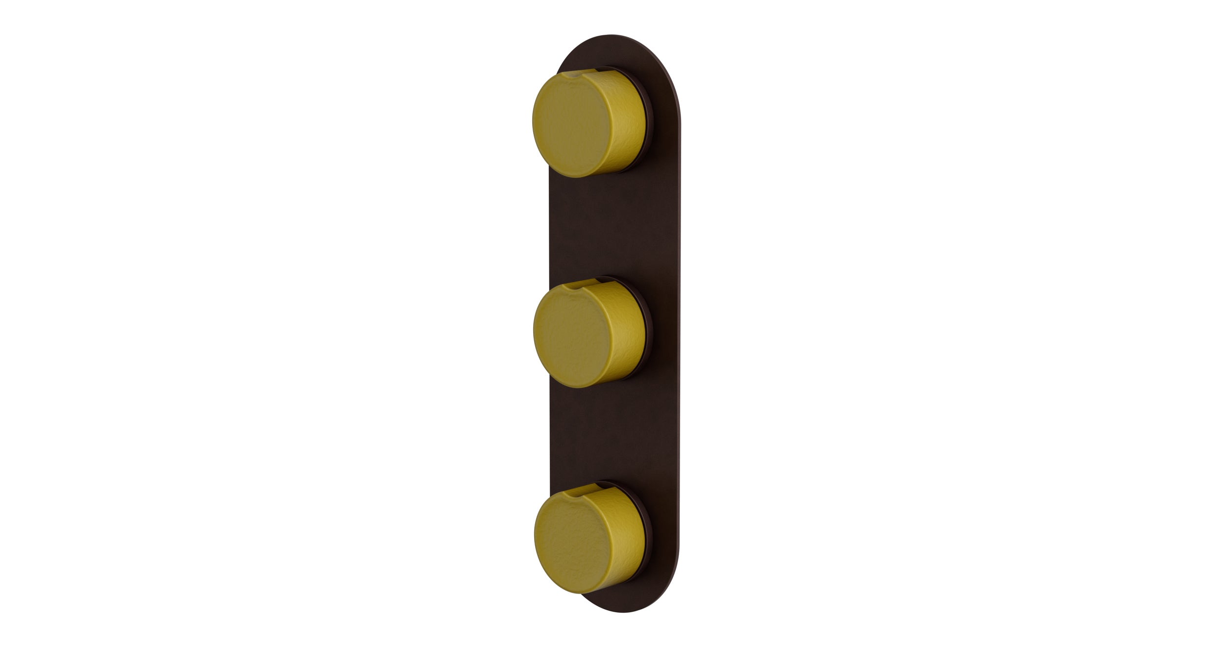 Foundry Three Handle Wall Mount Shower Trim with Groove Ceramic Knob Handles in Architectural Copper