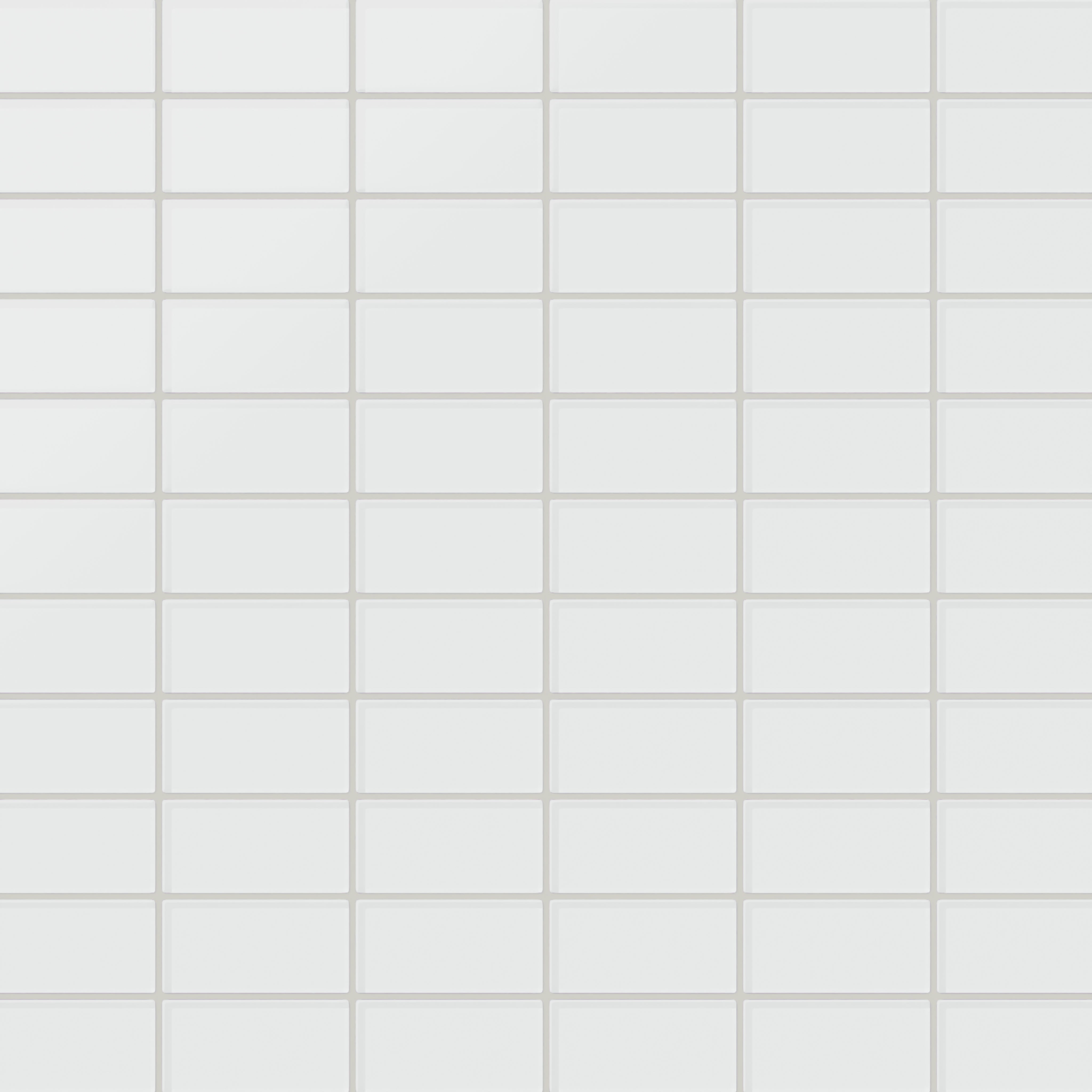 2x4 Straight Set Sheeted Glass Mosaic Tile in Egret Matte